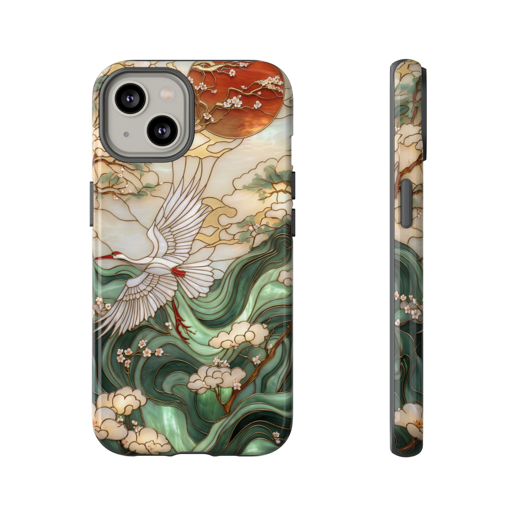 Cranes & Waves Protective iPhone Case | Japanese-Inspired Art Phone Cover