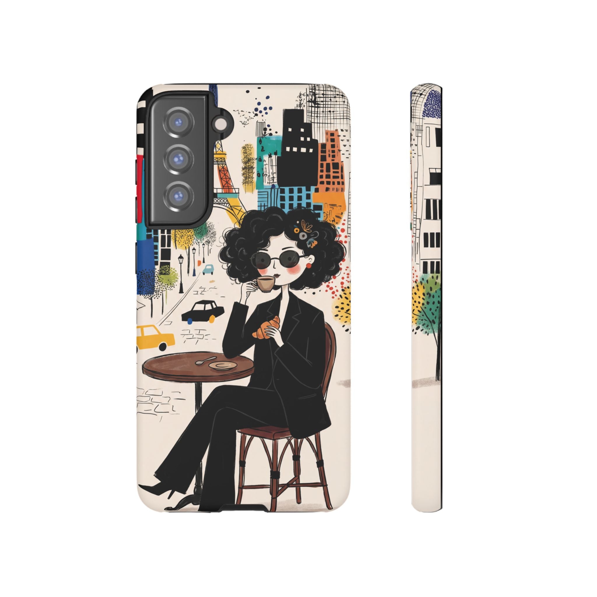 Paris Cafe Chic Samsung Galaxy Phone Case | Stylish Woman Illustration iPhone Cover