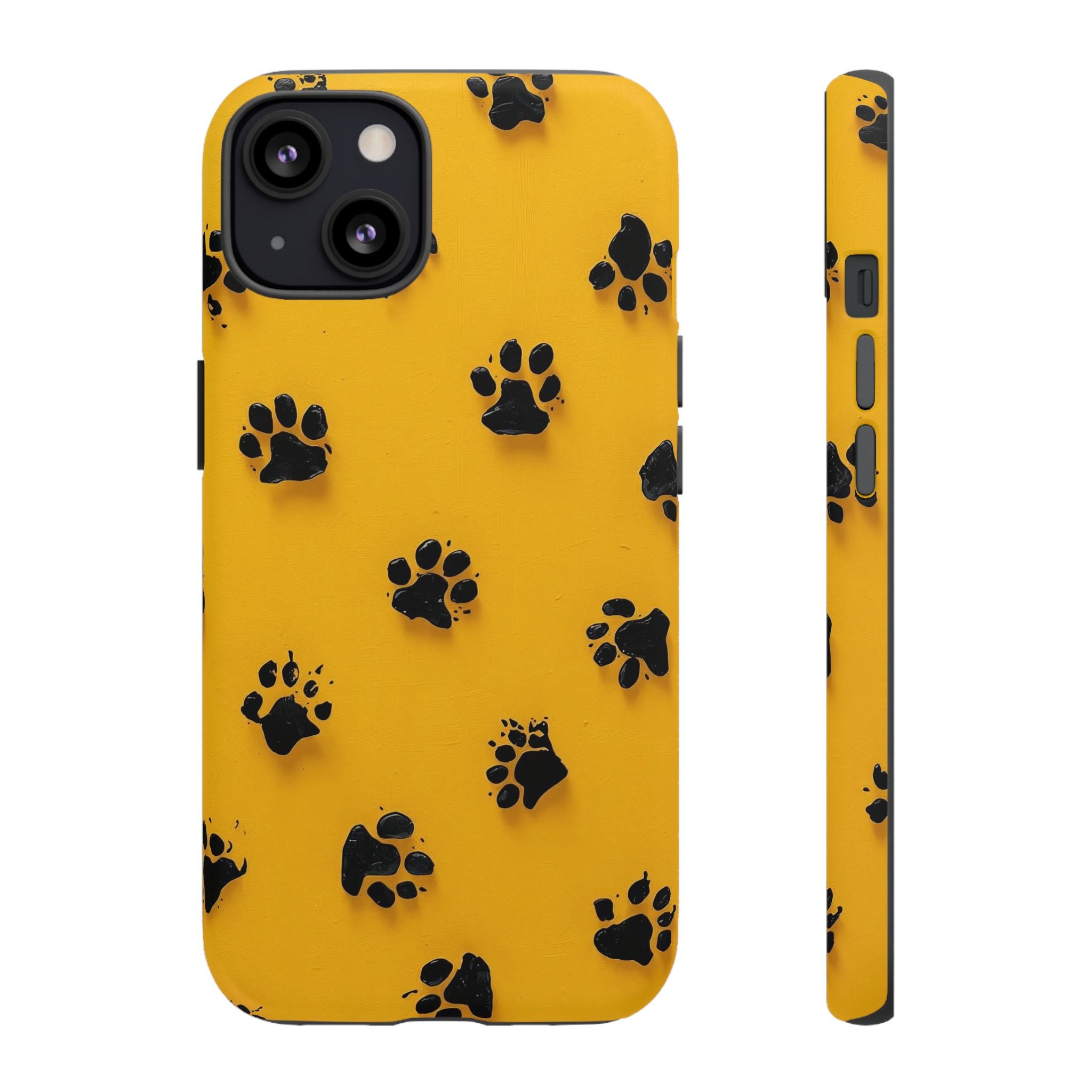 Yellow Paw Print Tough iPhone Case — Protective Dog & Cat Lover Cover