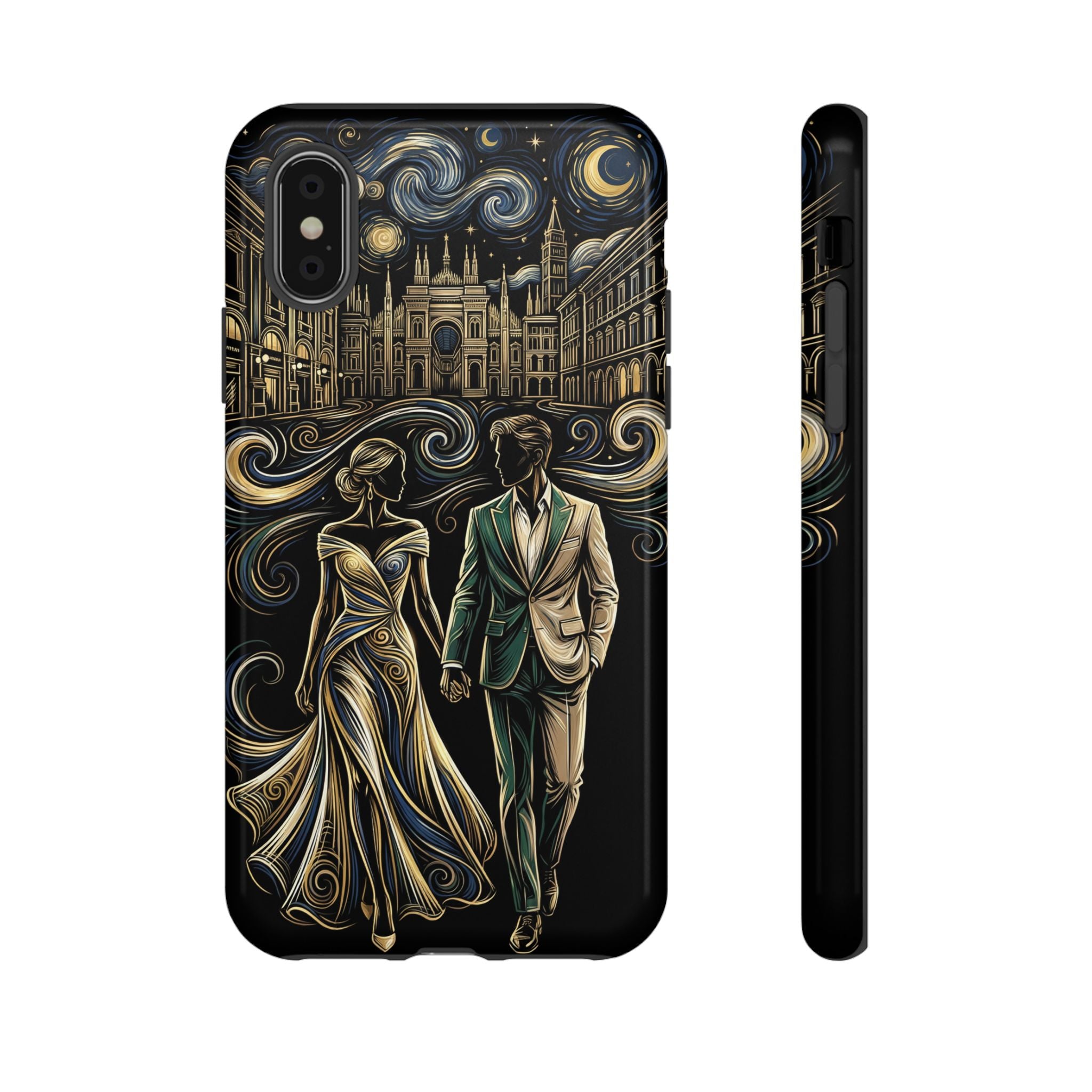 Romantic Night Walk iPhone Case | Elegant Couple Art