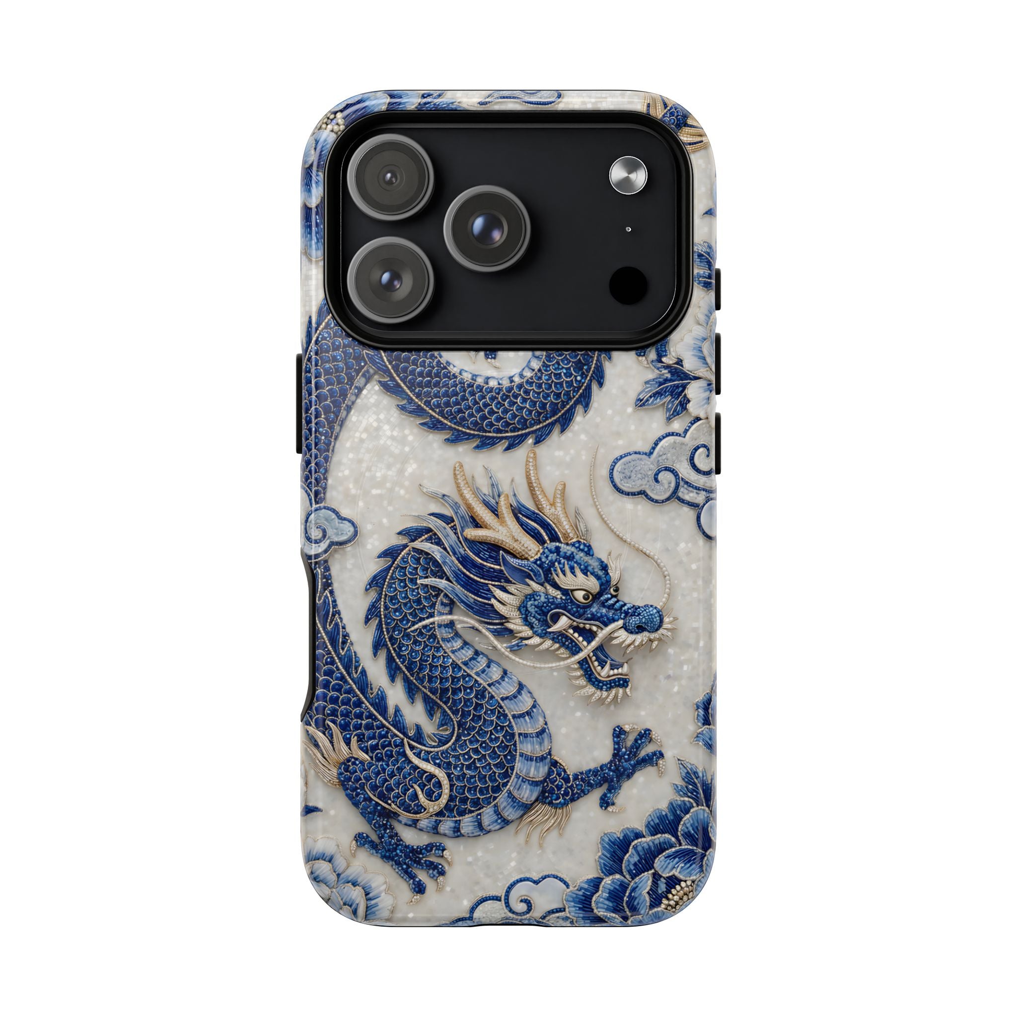 Asian Zodiac Dragon MagSafe iPhone Case V2 | Blue & White Porcelain Luxury Protective Case | Year of the Dragon Gift