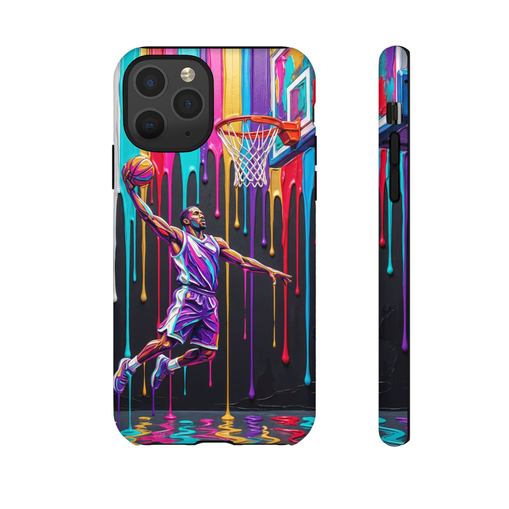 Color Splash Basketball iPhone Case | Vibrant Drip Dunk Design