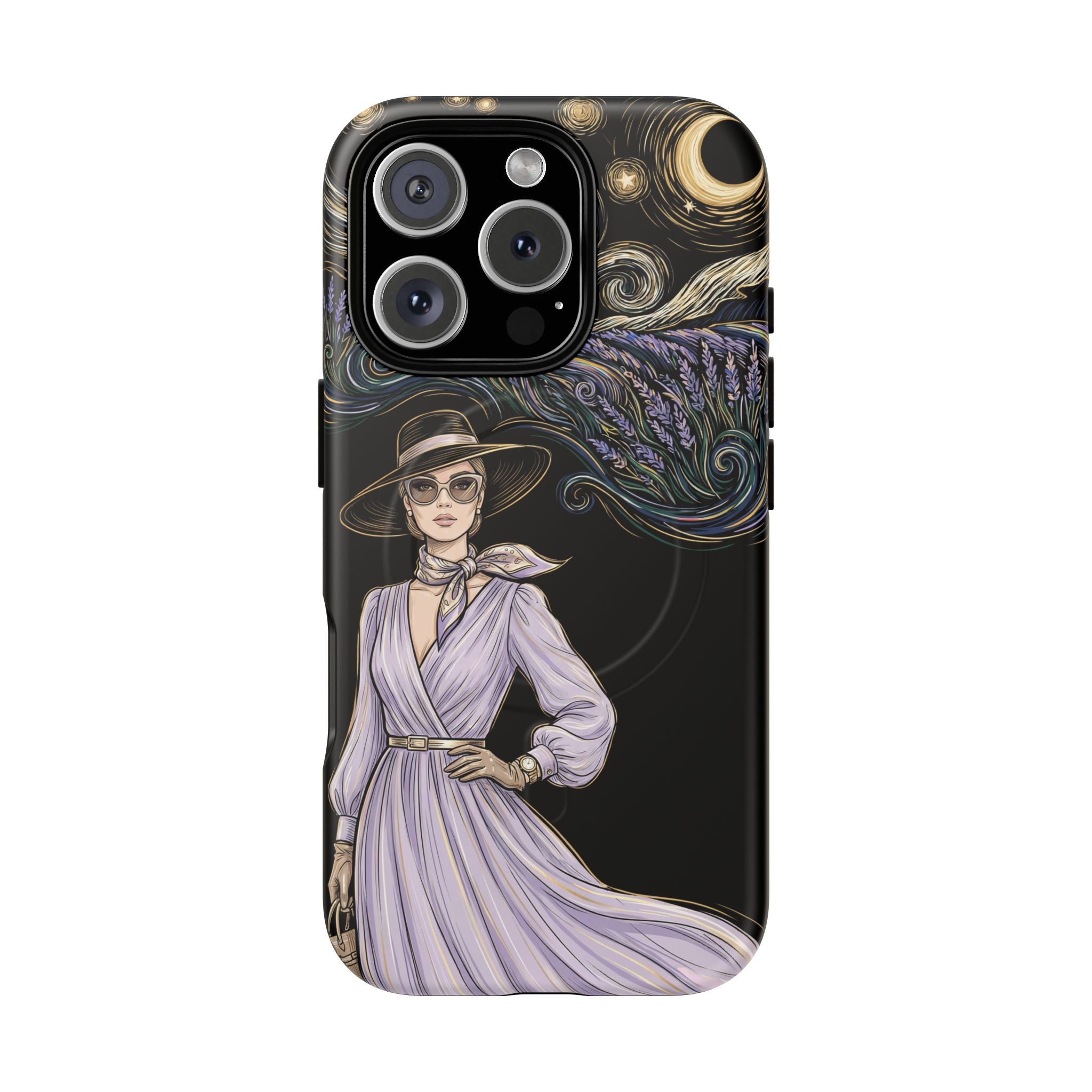 Starry Night Lavender Woman MagSafe iPhone Case | Artistic Protective Tough Case