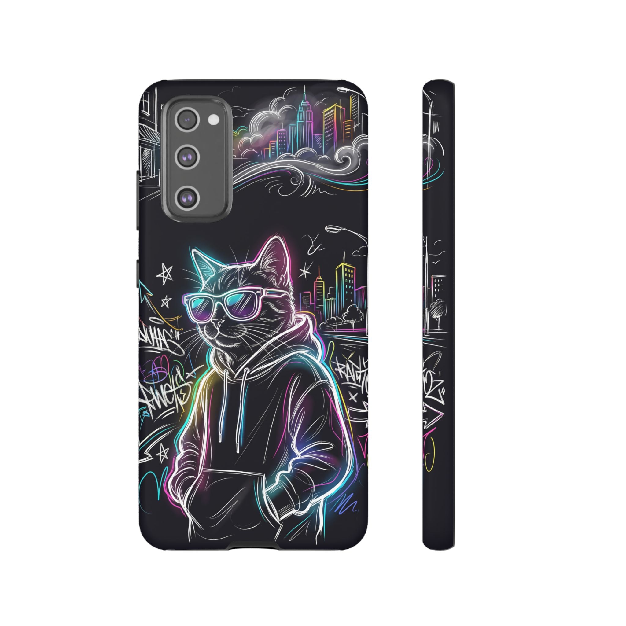 Cool Hoodie Neon Street Cat Samsung Galaxy Phone Case