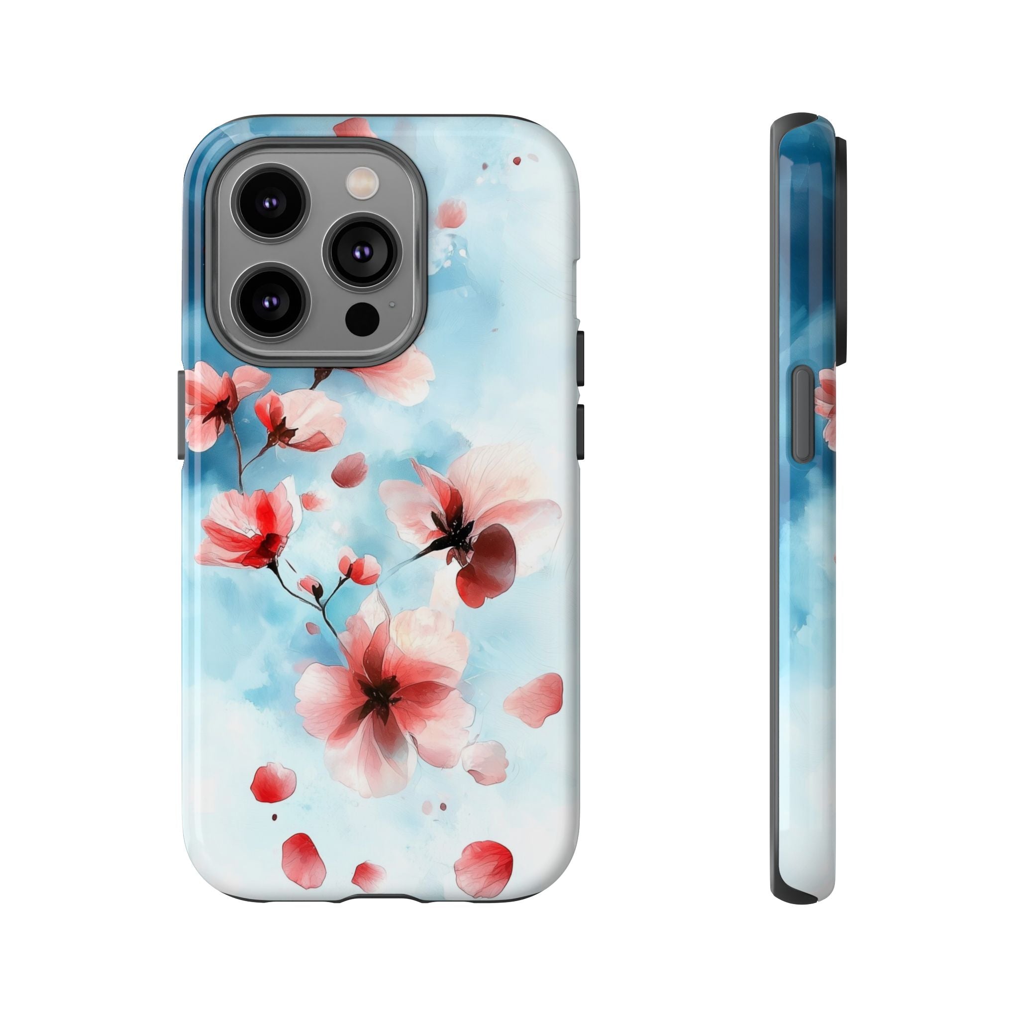 Floral Cherry Blossom iPhone Case | Pastel Pink Blue