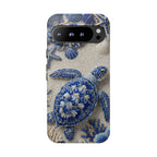 Custodia per Google Pixel in ceramica blu con motivo tartaruga marina