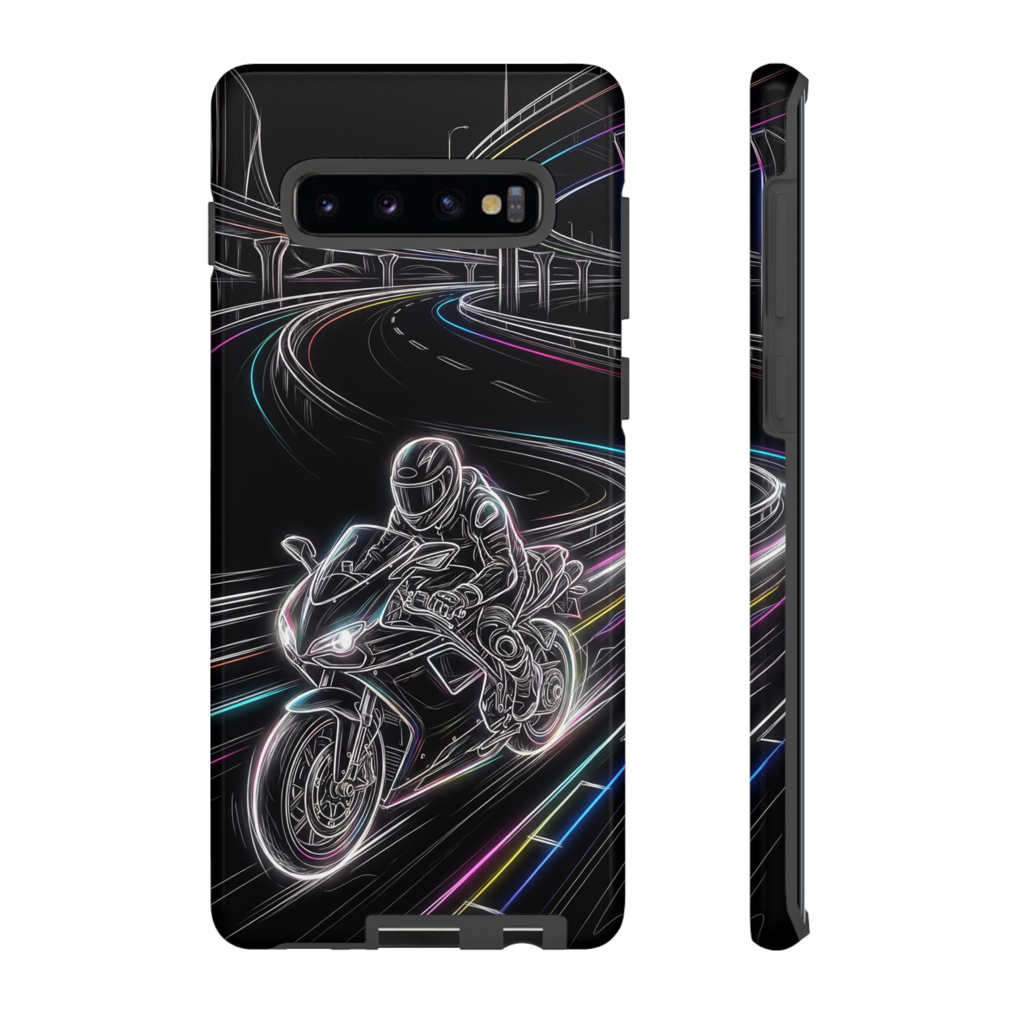 Neon Night Rider Samsung Galaxy Phone Case | Motorcycle Racing Protective Cover