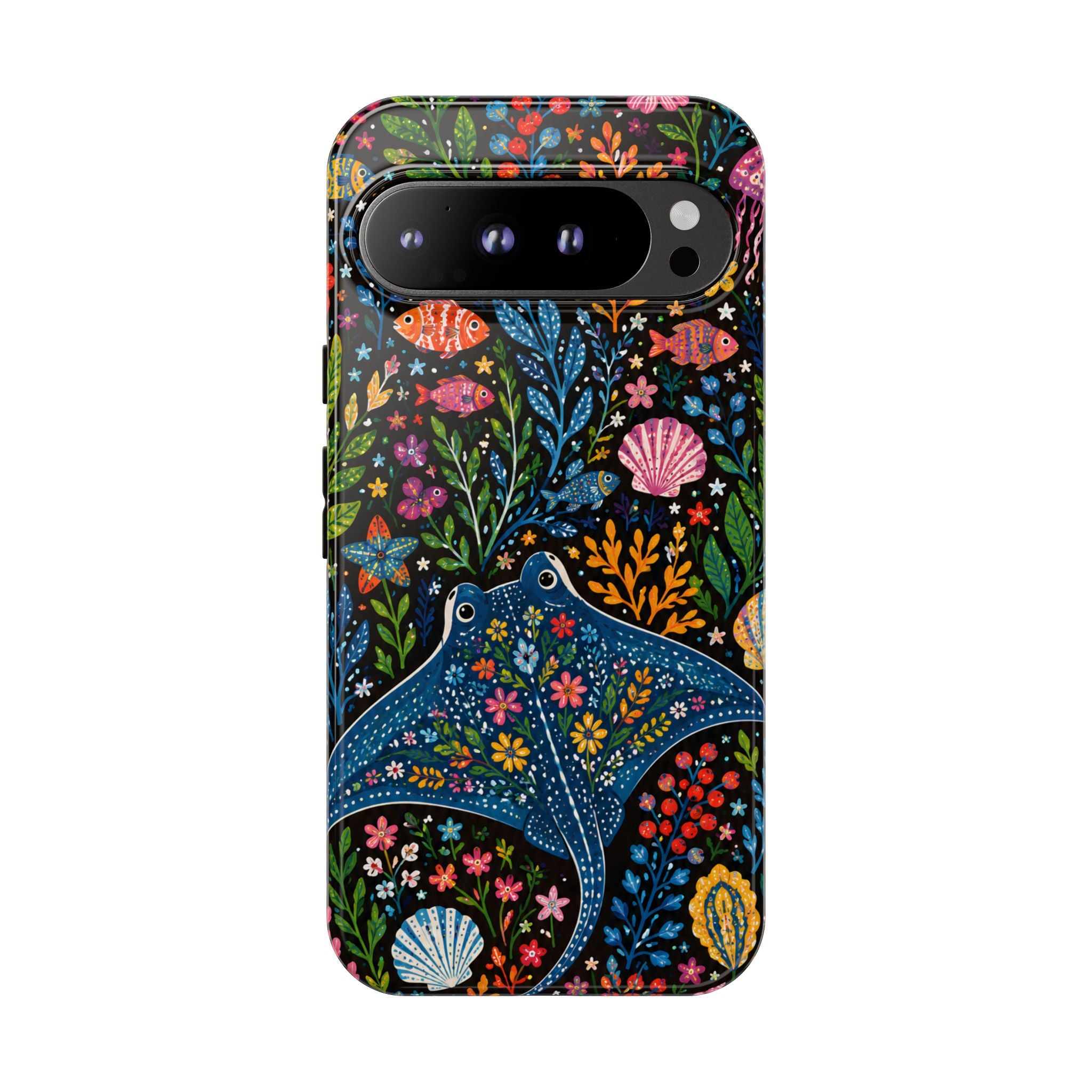 Manta Ray Floral Google Pixel Phone Case | Colorful Underwater Sea Life Protective Cover