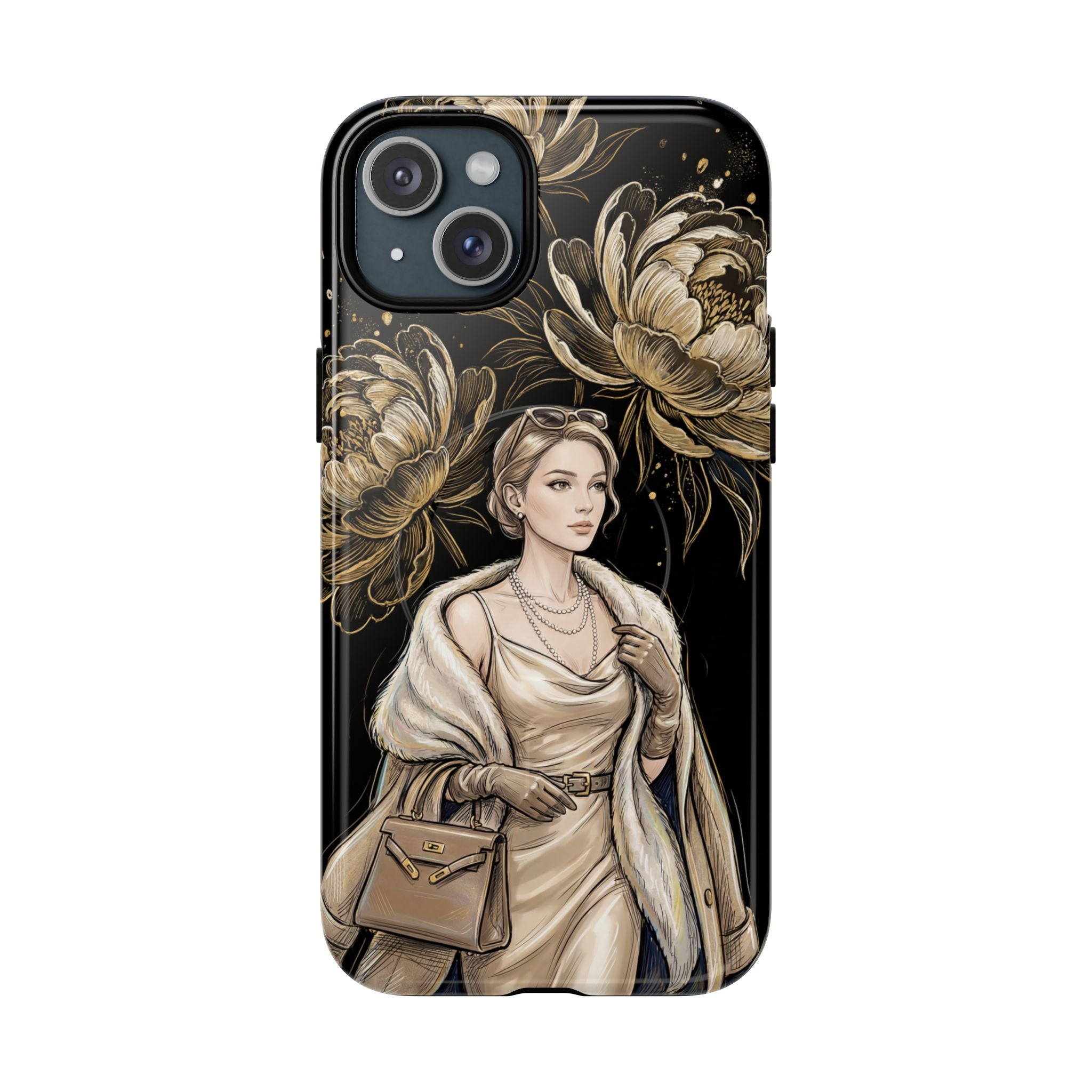 Elegant Vintage Lady Floral MagSafe iPhone Case | Chic Protective Cover for Women