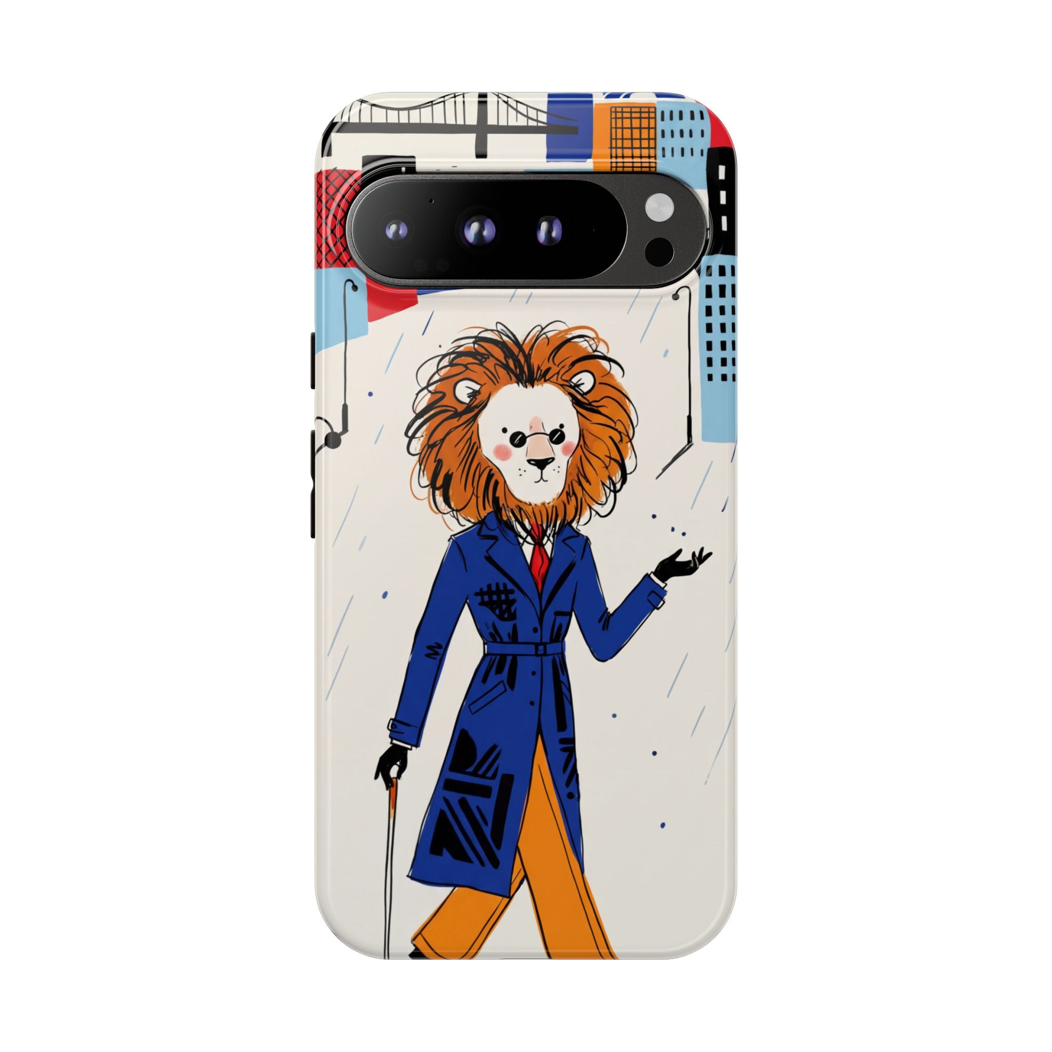 Lion Gentleman Google Pixel Phone Case | Dapper Lion in City Rain