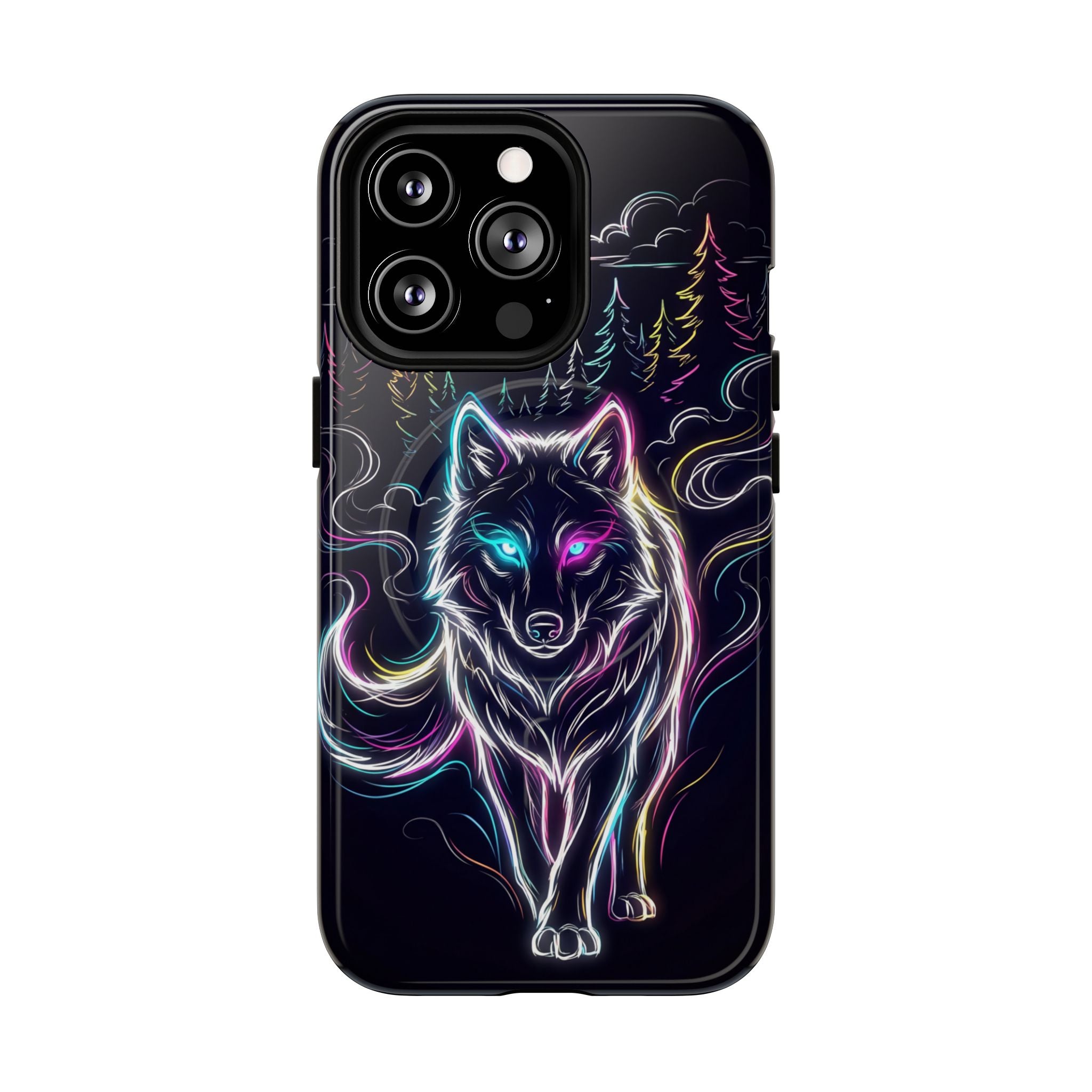 Neon Wolf MagSafe iPhone Case | Mystic Glow Protective Tough Case