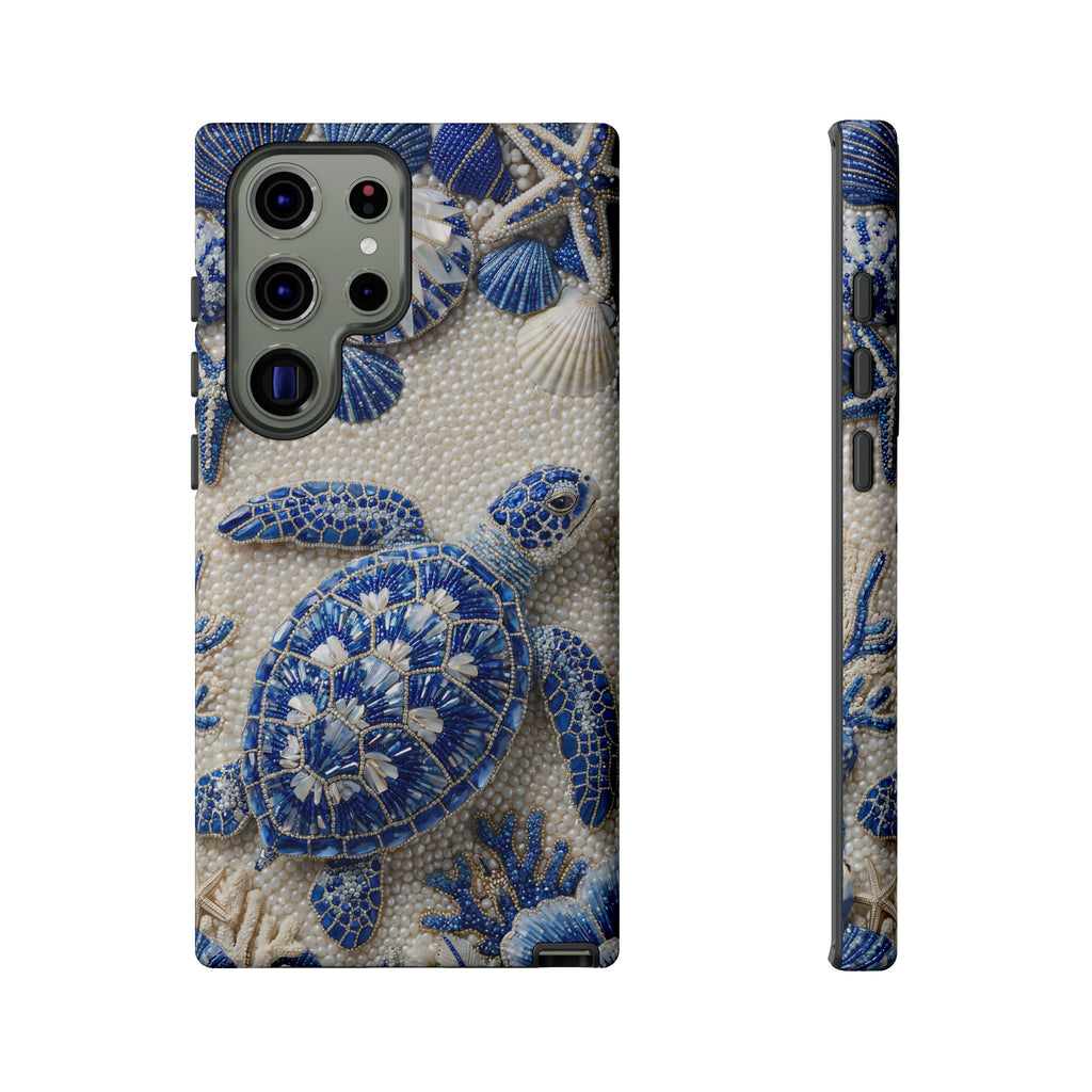Sea Turtle Blue Ceramic Pattern Samsung Galaxy Phone Case