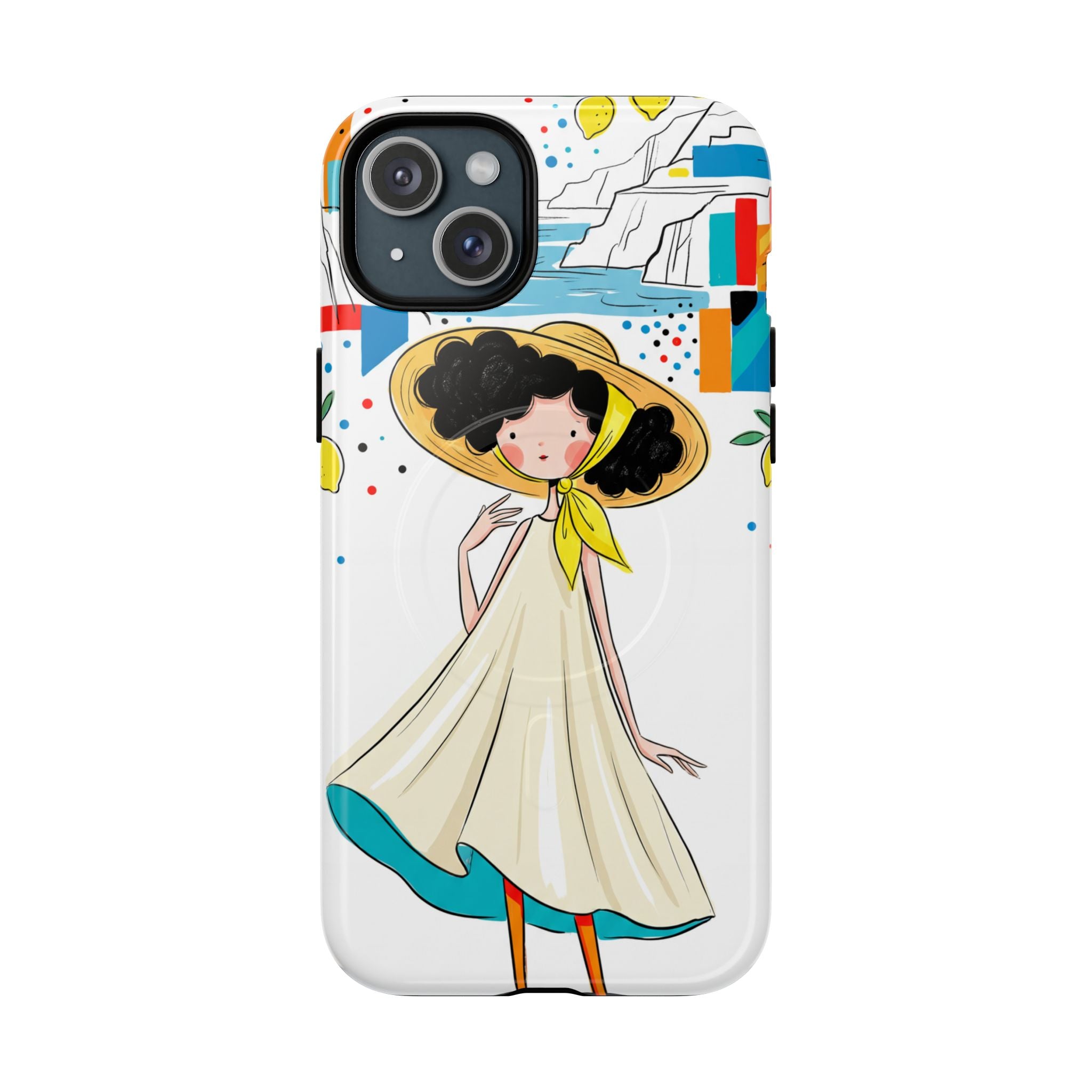 Cute Summer Girl MagSafe iPhone Case | Whimsical Coastal Illustration Protective Case