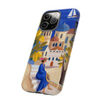 Mediterranean Village iPhone Case | Scenic Sailboat & Lemon Grove Design