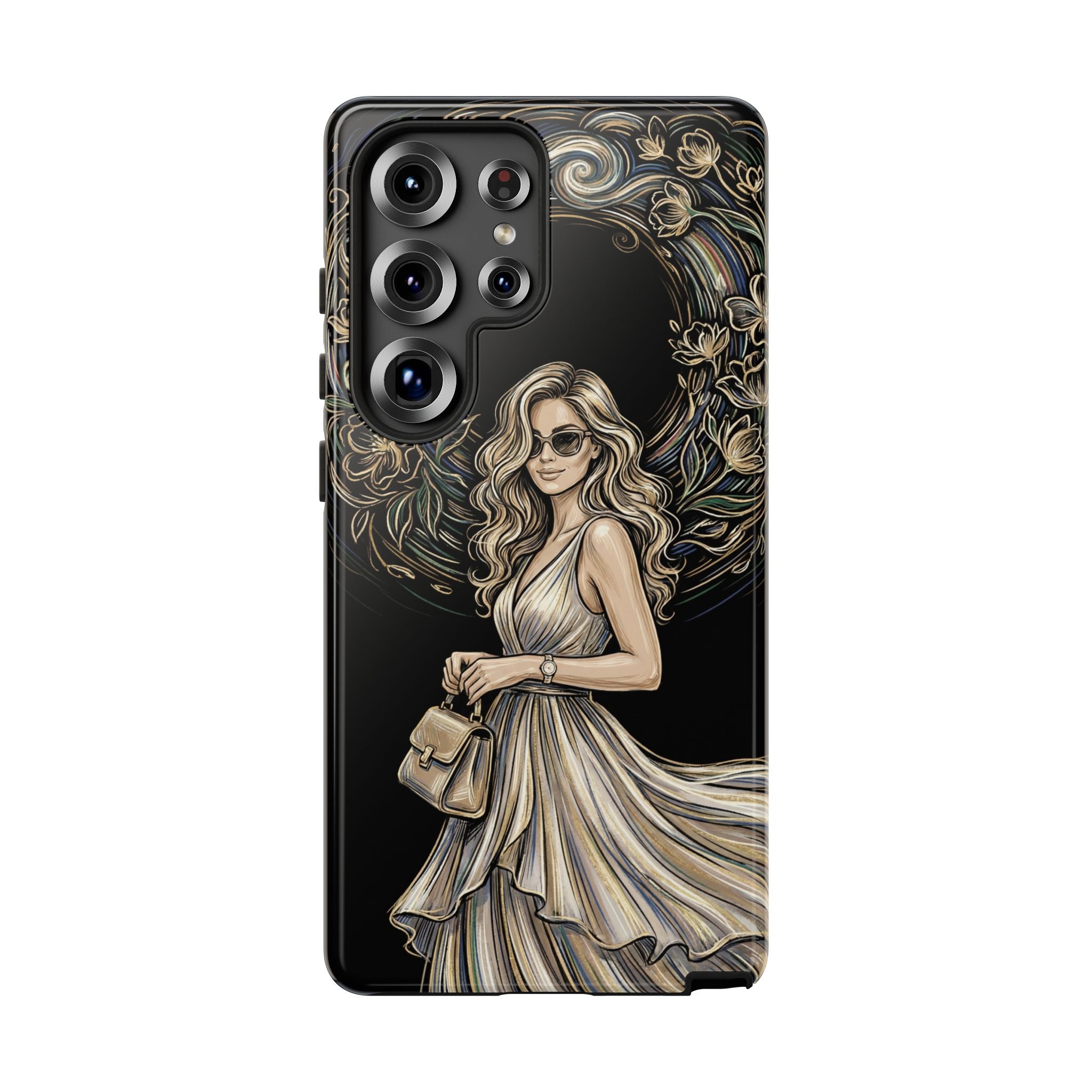 Stylish Woman Floral Wreath Tough Samsung Galaxy Phone Case