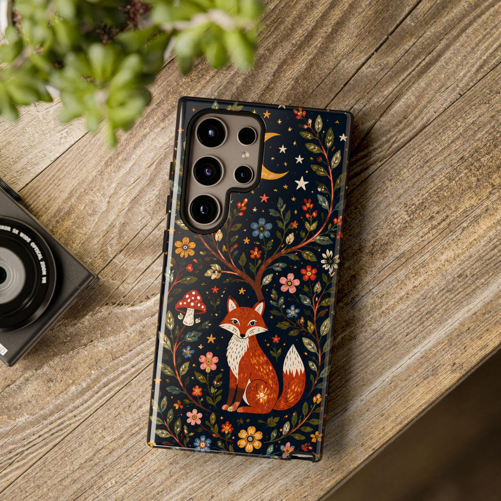 Fox Moon Samsung Galaxy Phone Case | Whimsical Floral Night Woodland Protective Case