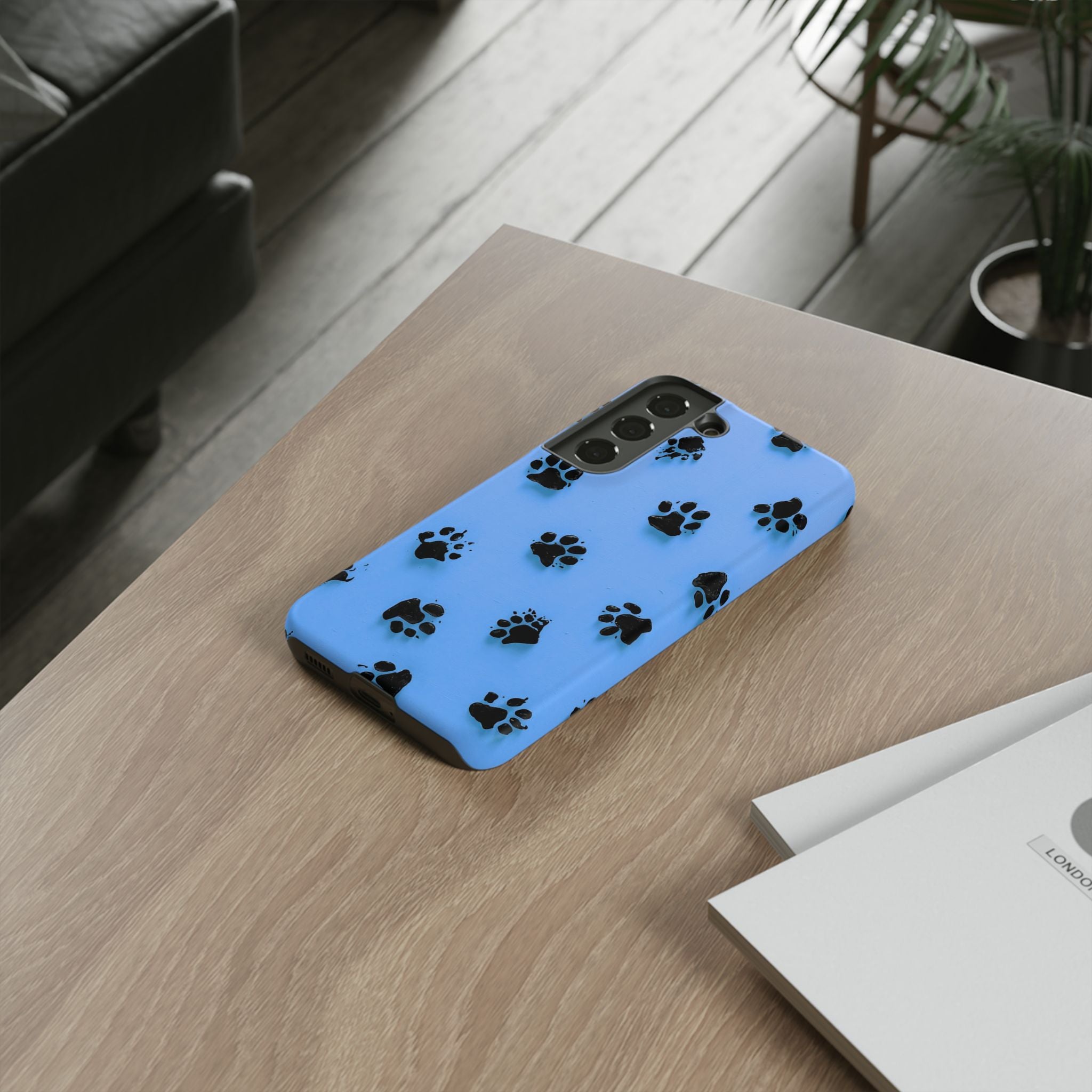 Blue Paw Print Tough Samsung Galaxy Case — Protective Dog & Cat Lover Cover