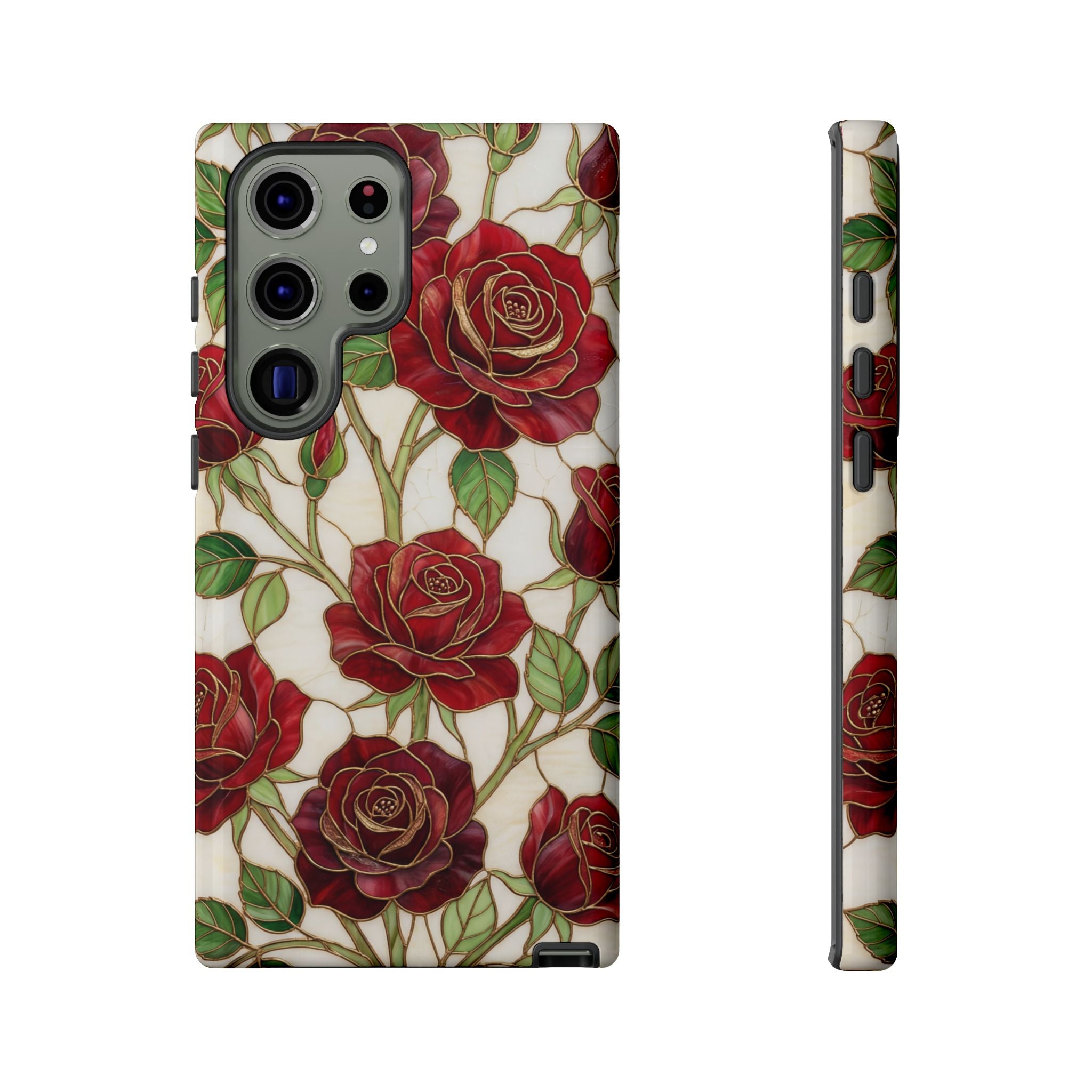 Red Rose Pattern Vintage Floral Tough Samsung Galaxy Case