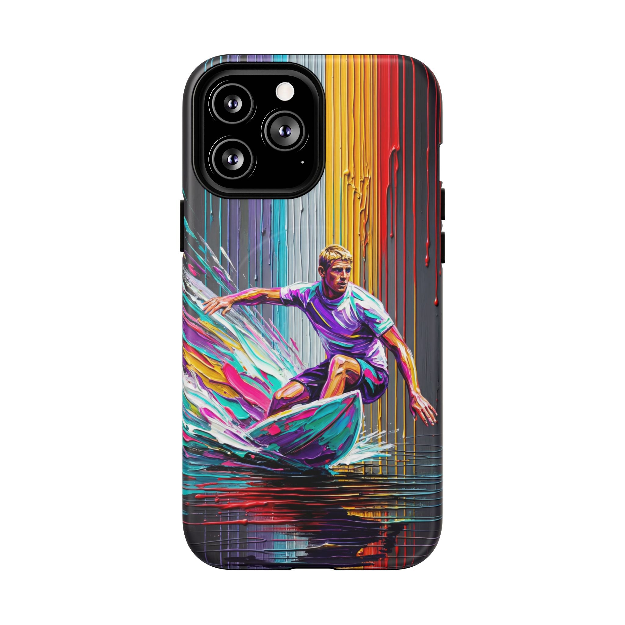 Surfing Art MagSafe iPhone Case | Colourful Wave Surfer Protective Cover