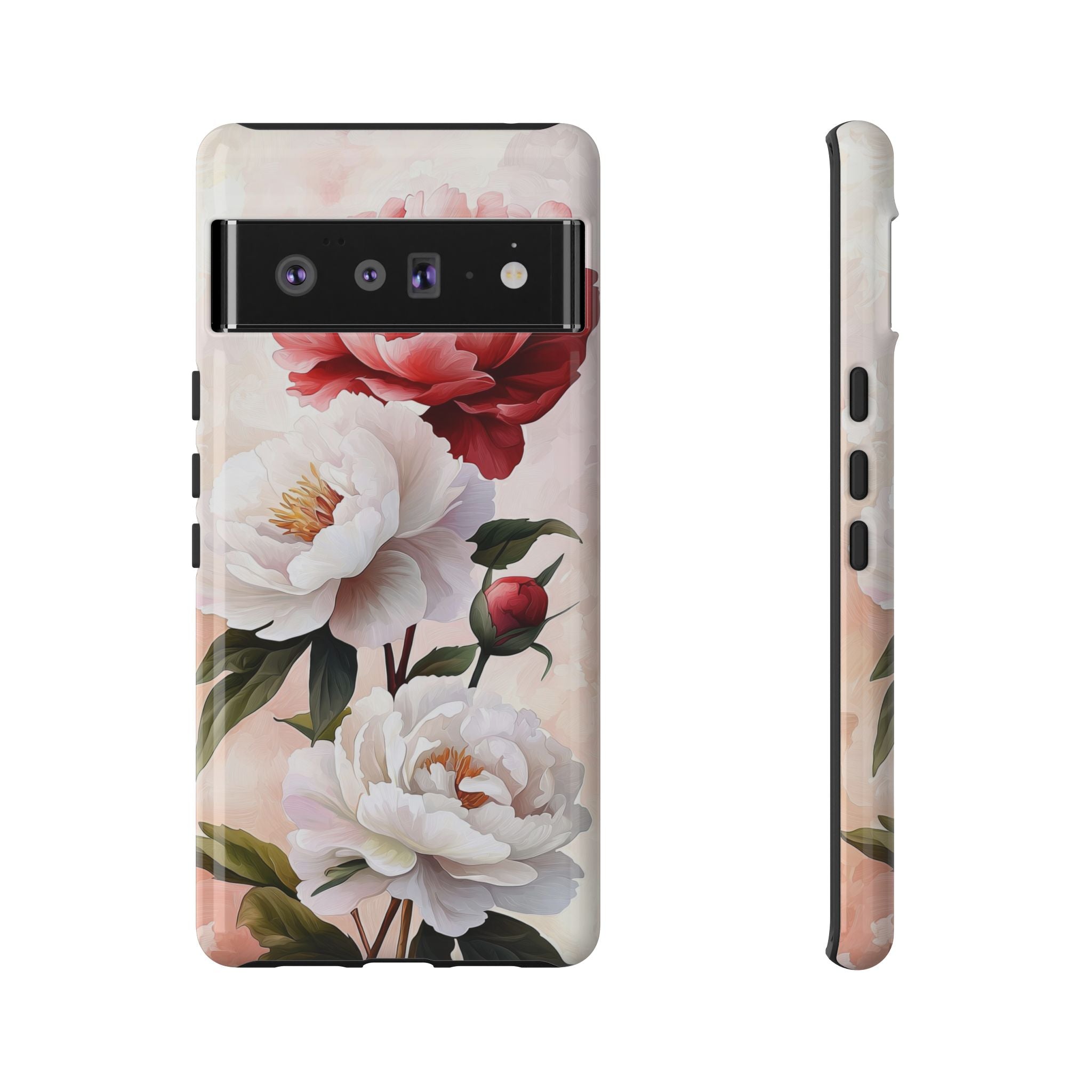Floral Peonies Google Pixel Case | Pink & White Vintage Flower