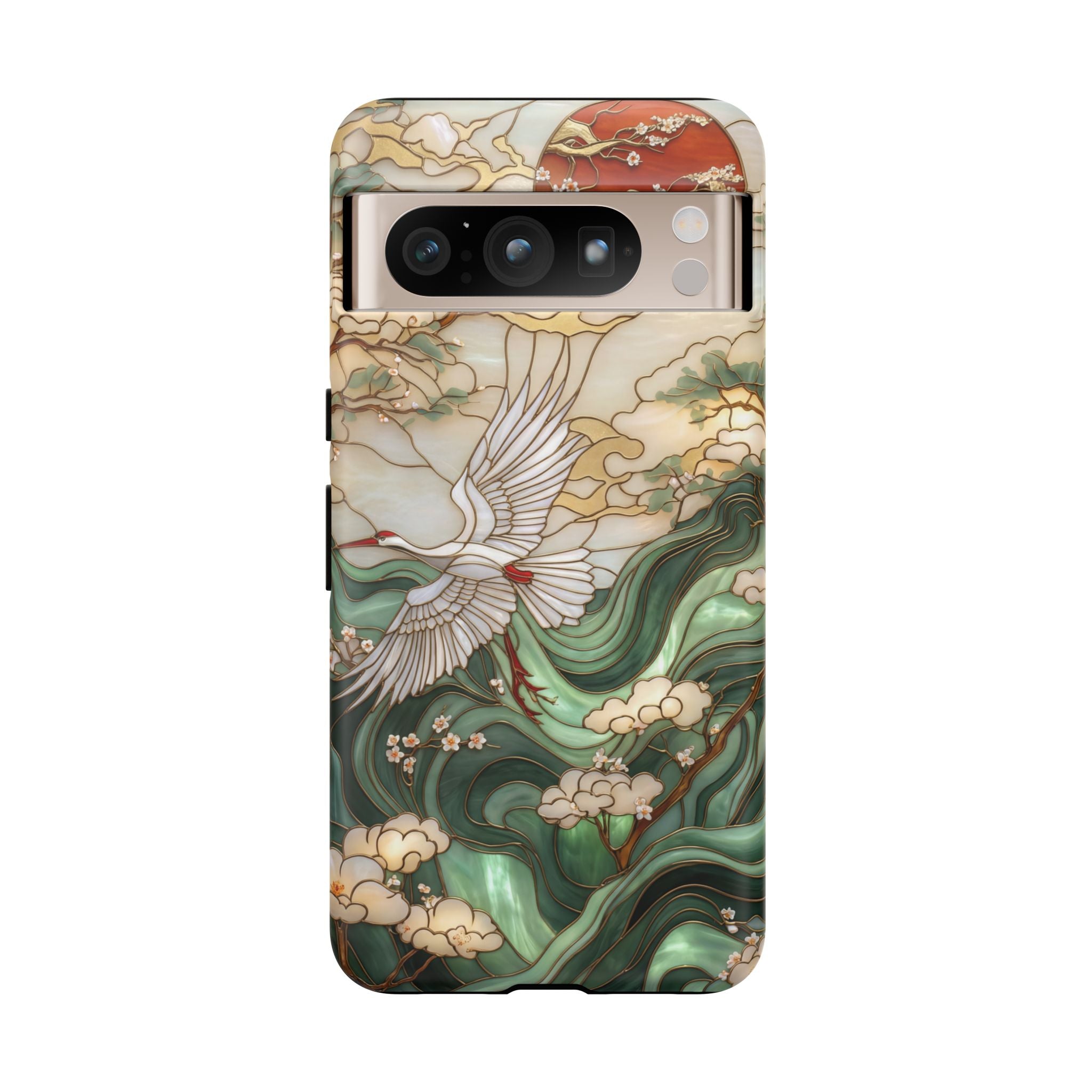Cranes & Waves Protective Google Pixel Case | Japanese-Inspired Art Phone Cover