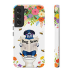 Dog News Floral Samsung Galaxy Phone Case | Cute Dog on Toilet Pattern, Spring Floral