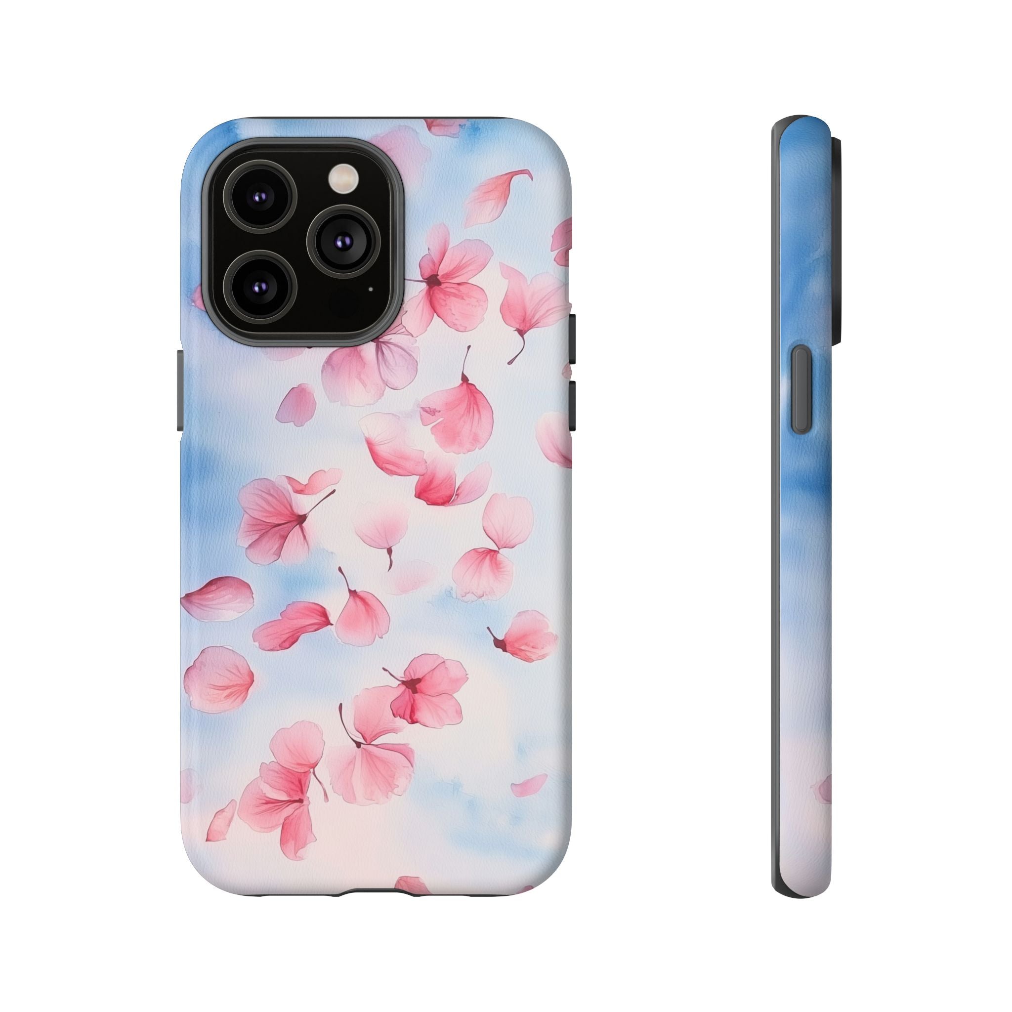 Floral Petal Tough iPhone Case | Pink Falling Blossoms