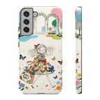 Whimsical Shopping Girl Samsung Galaxy Phone Case | Cute Floral Butterfly Tough Case
