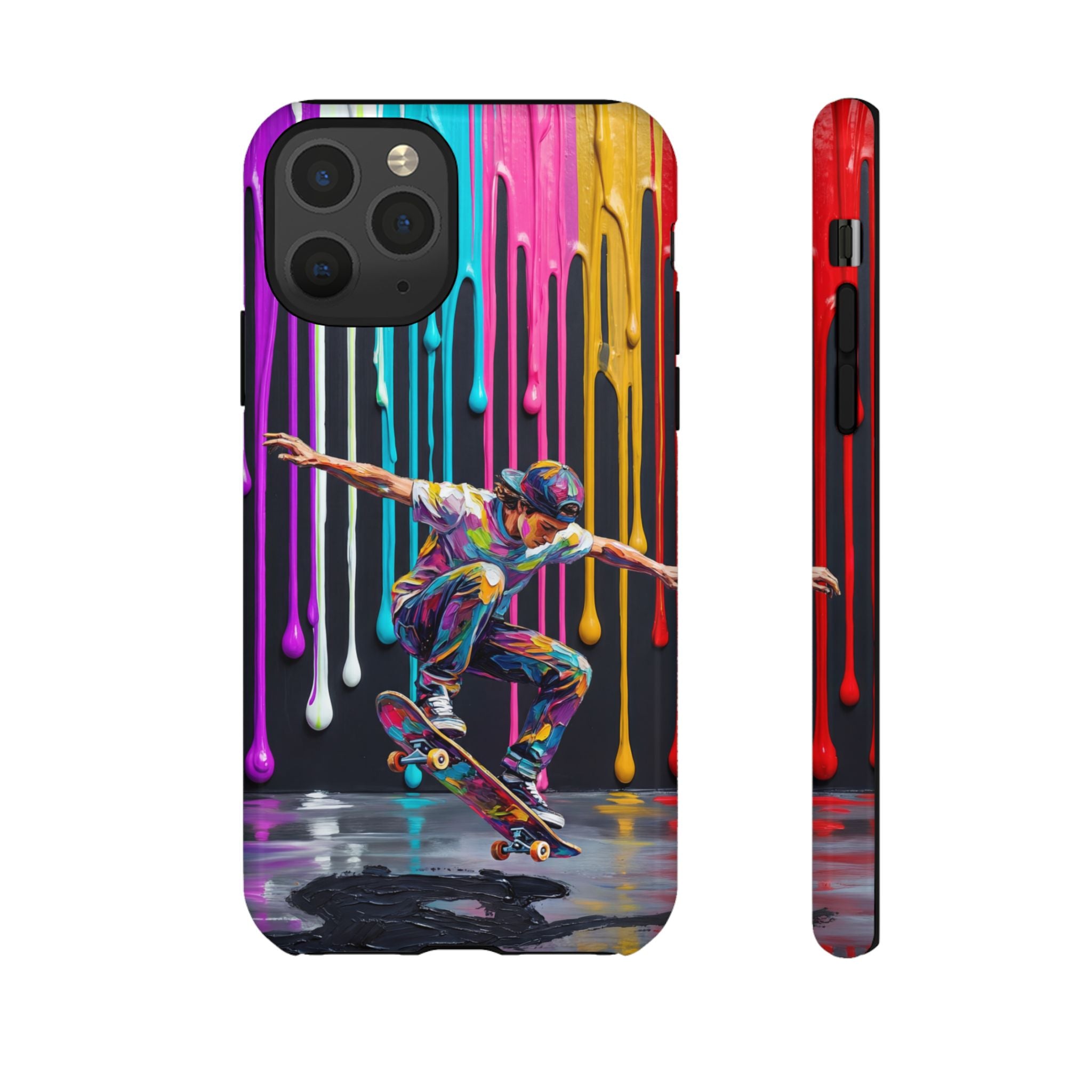Colourful Drip Art Skateboarder Splash iPhone Case