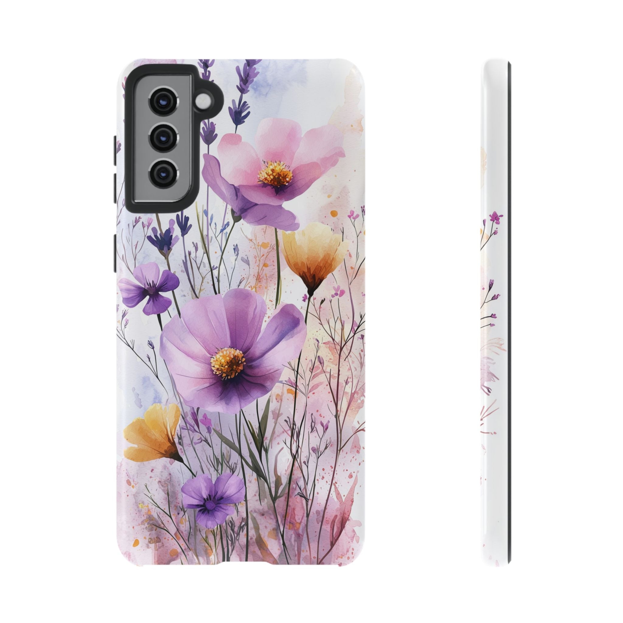 Floral Watercolour Tough Samsung Galaxy Case | Purple & Yellow Wildflowers