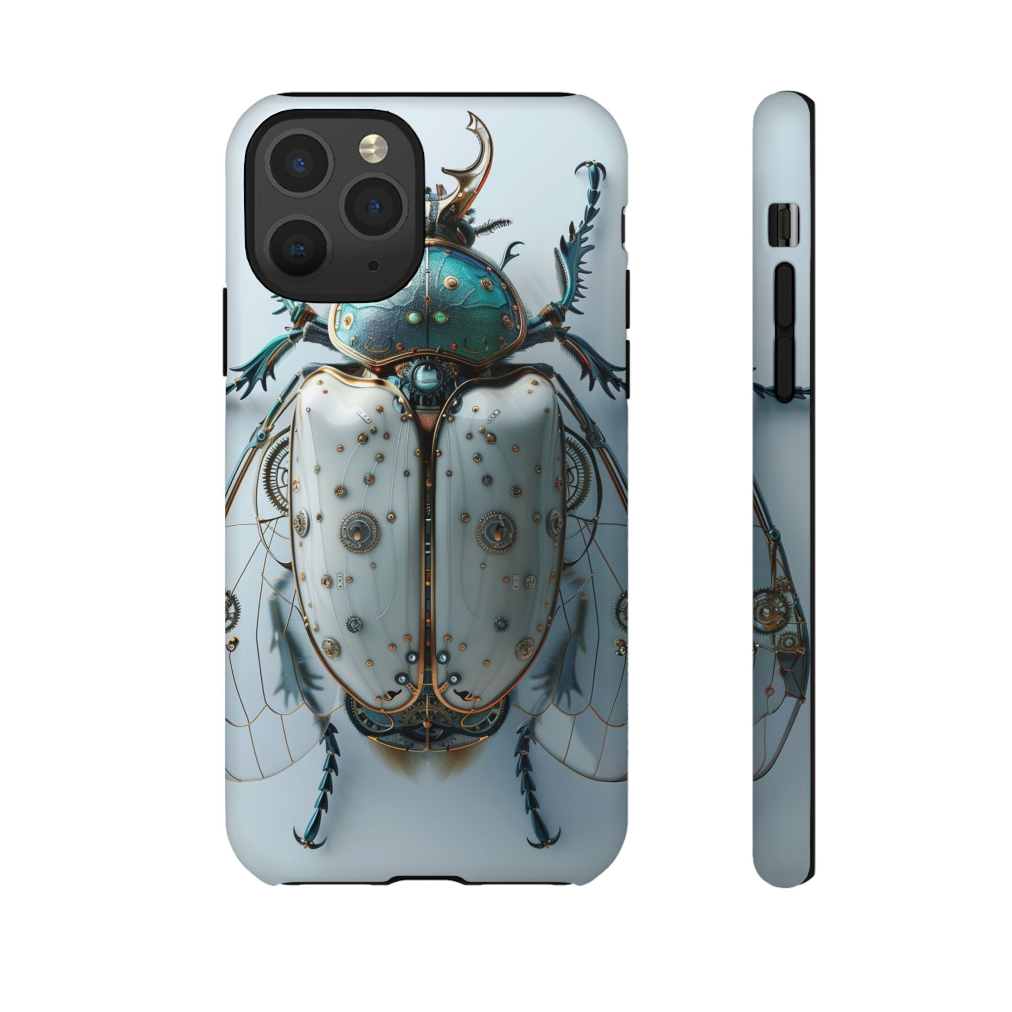 Steampunk White Beetle Protective Tough iPhone Case