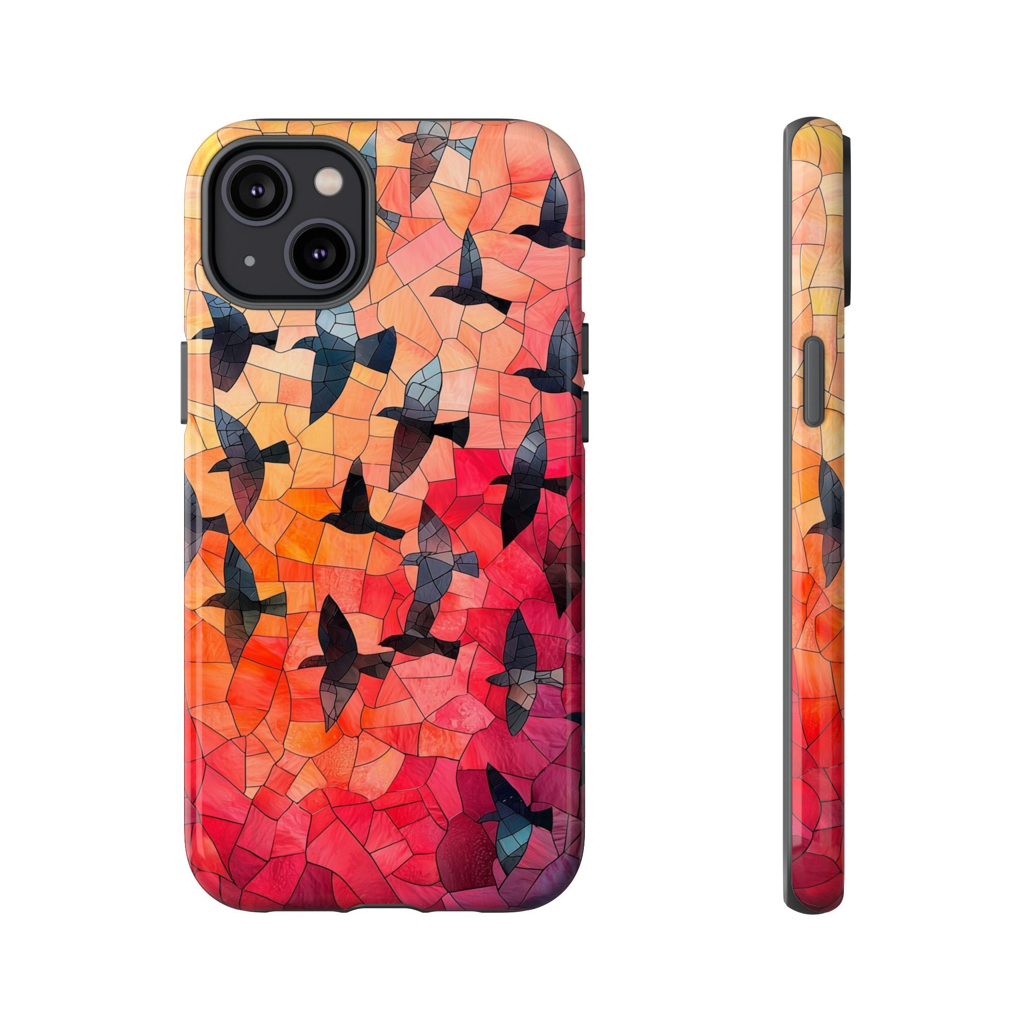 Stained Glass Mosaic Sunset Birds iPhone Case