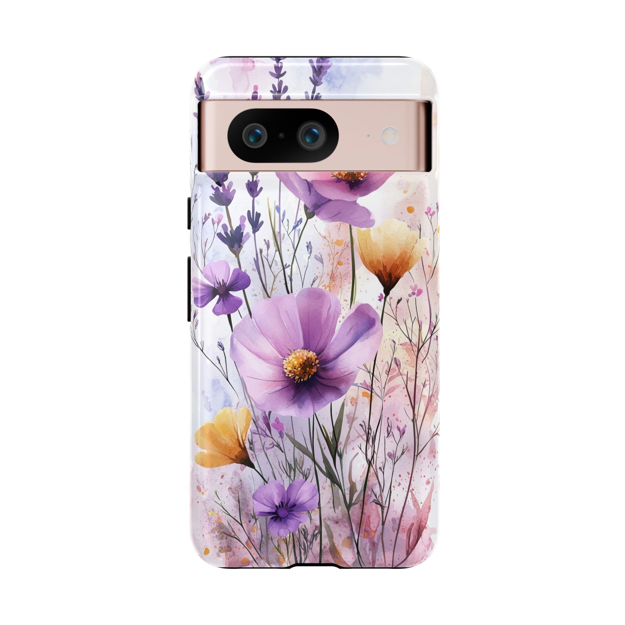 Floral Watercolour Tough Google Pixel Case | Purple & Yellow Wildflowers