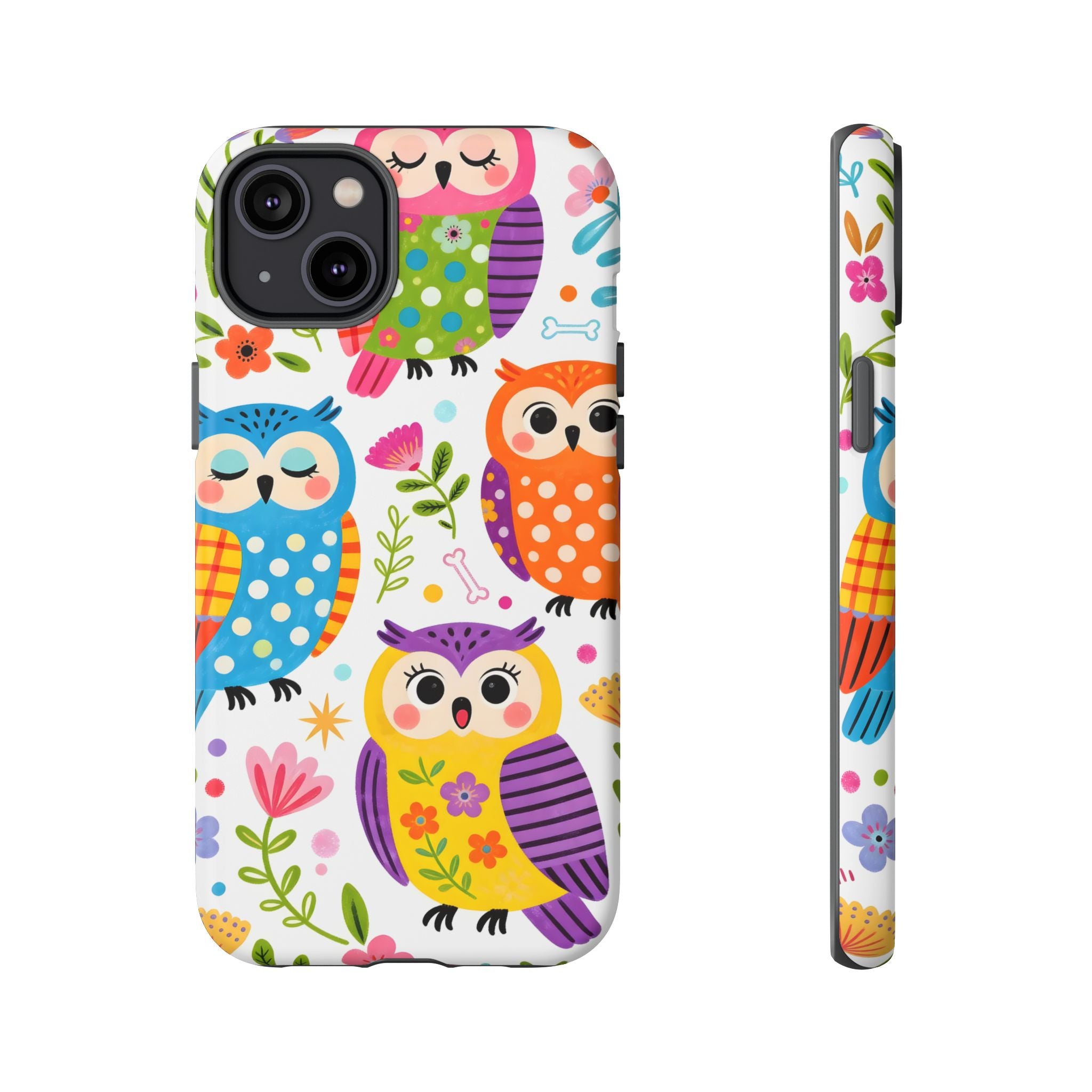 Cute Colorful Owls iPhone Case | Cute Owl Pattern Tough Case