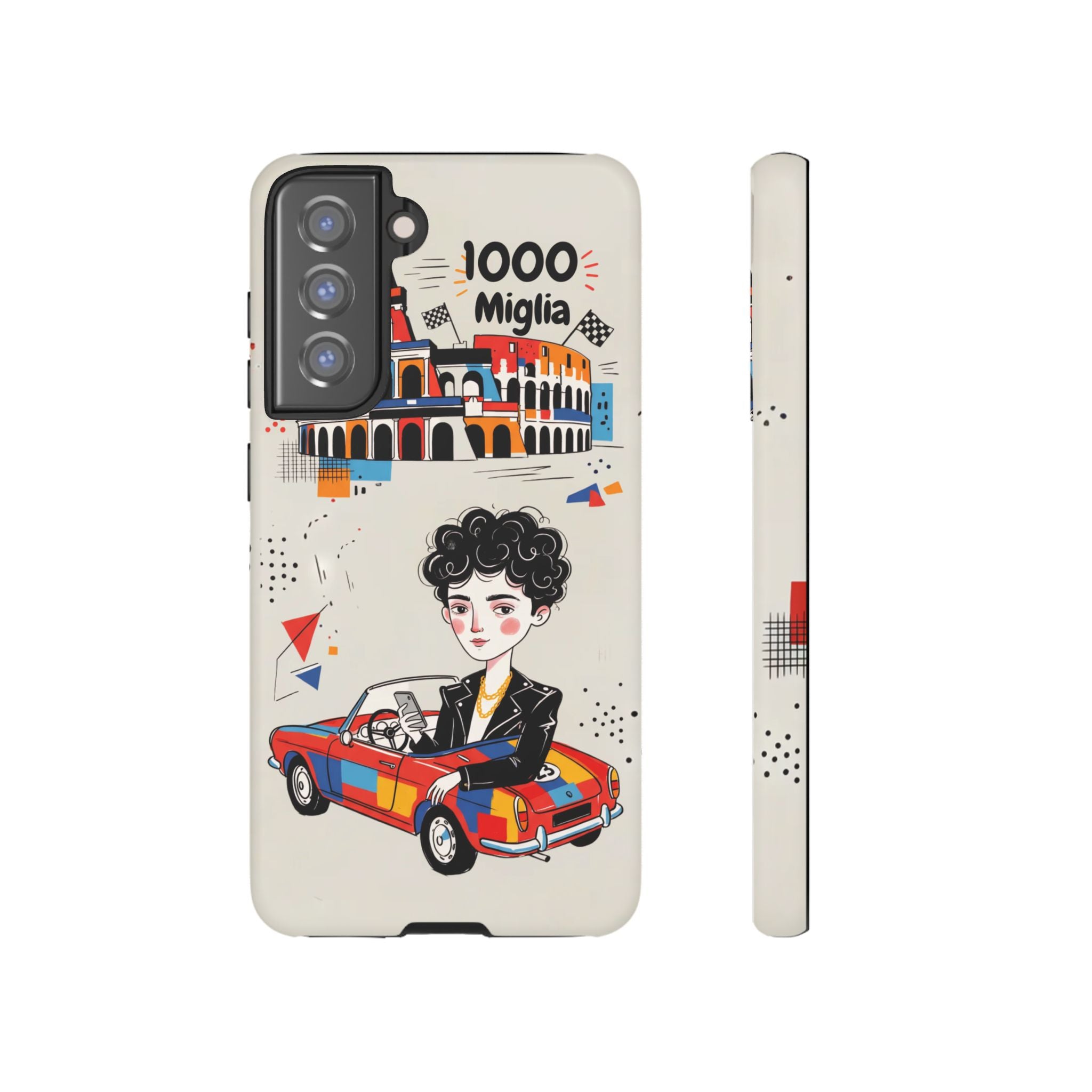 Retro Mille Miglia Car Illustration with Driver Samsung Galaxy Phone Case
