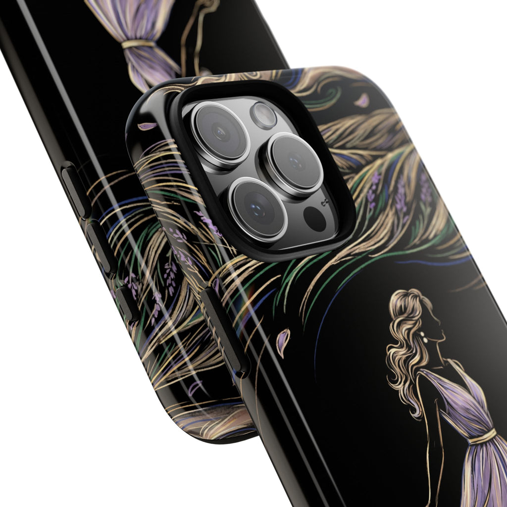 Cover per iPhone "Brezza di Lavanda" | Elegante Donna Danzante con Fiori