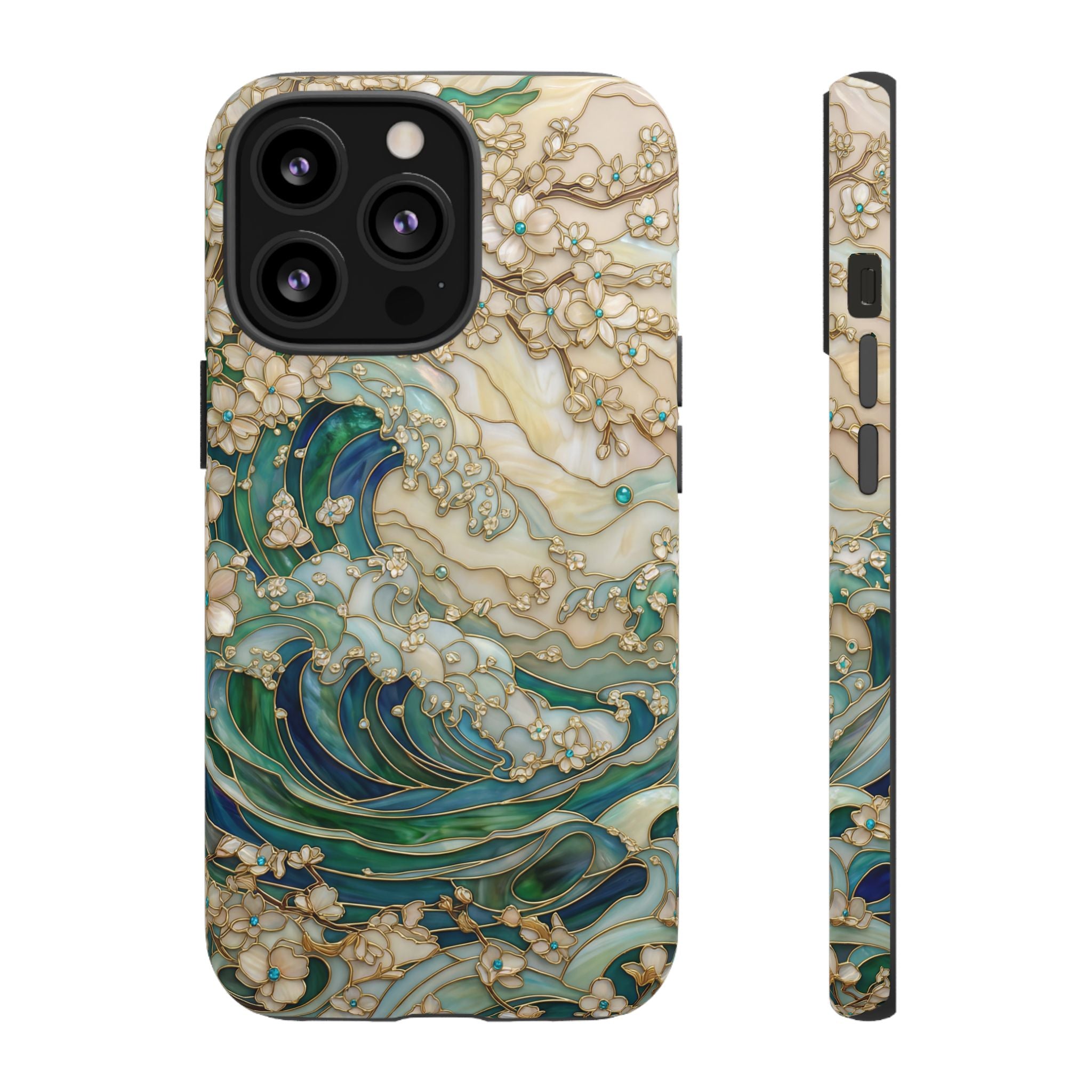 Elegant Ocean Wave Floral Art iPhone Case