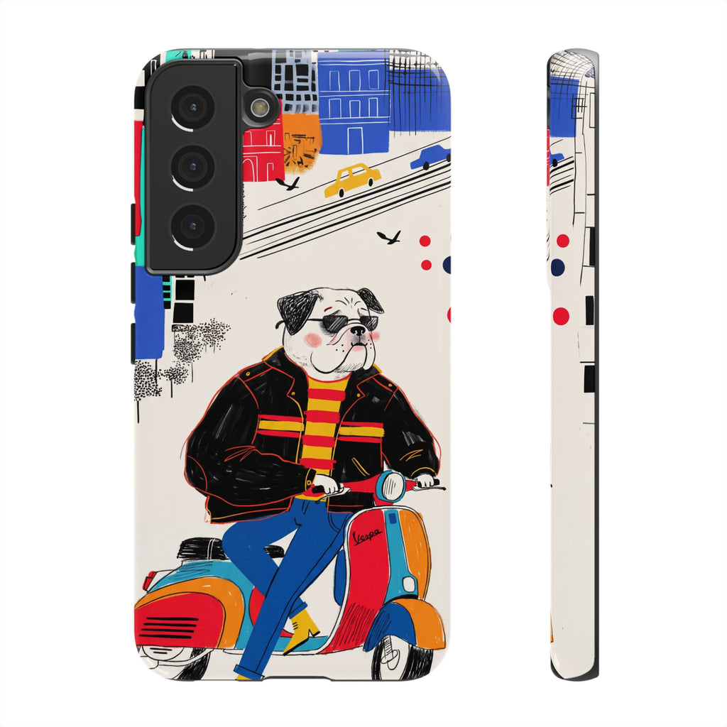 Bulldog Vespa Samsung Galaxy Phone Case | Retro Scooter Dog Protective Cover
