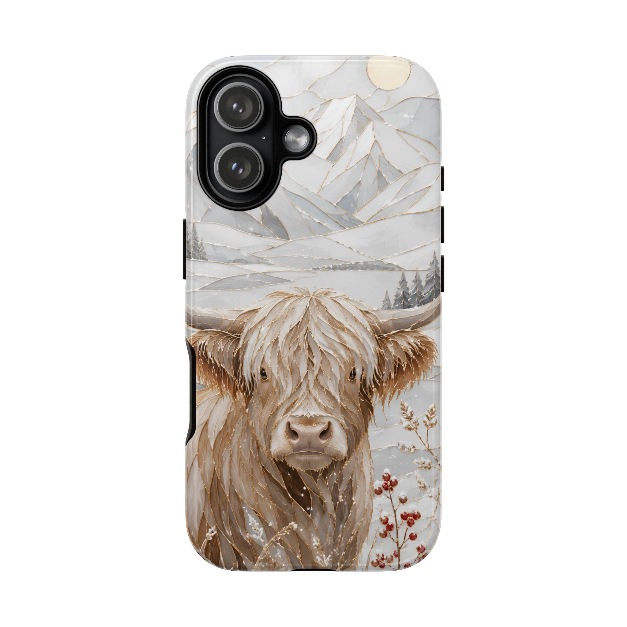 Highland Cow iPhone Case | Stained Glass Mountain Case