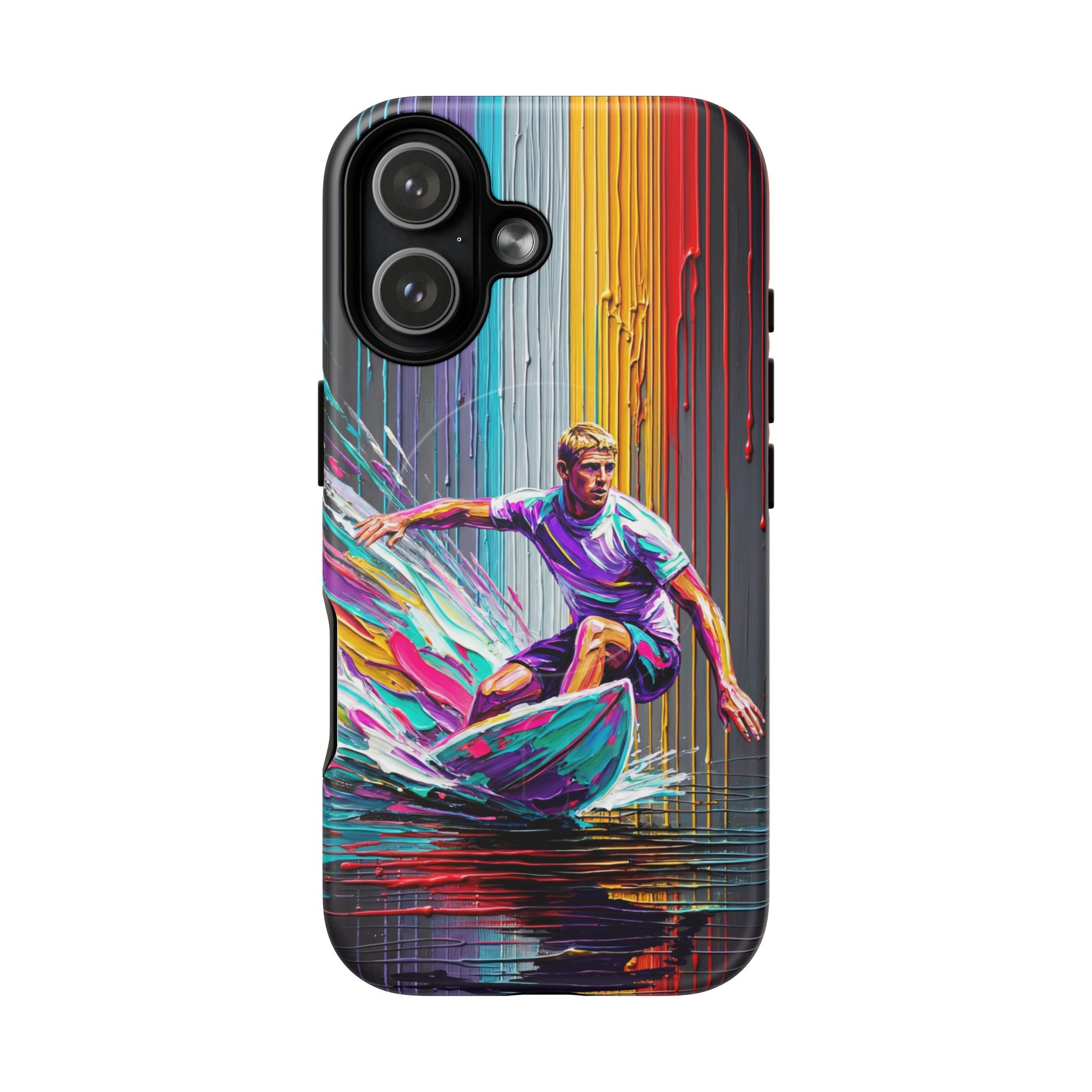 Surfing Art MagSafe iPhone Case | Colourful Wave Surfer Protective Cover