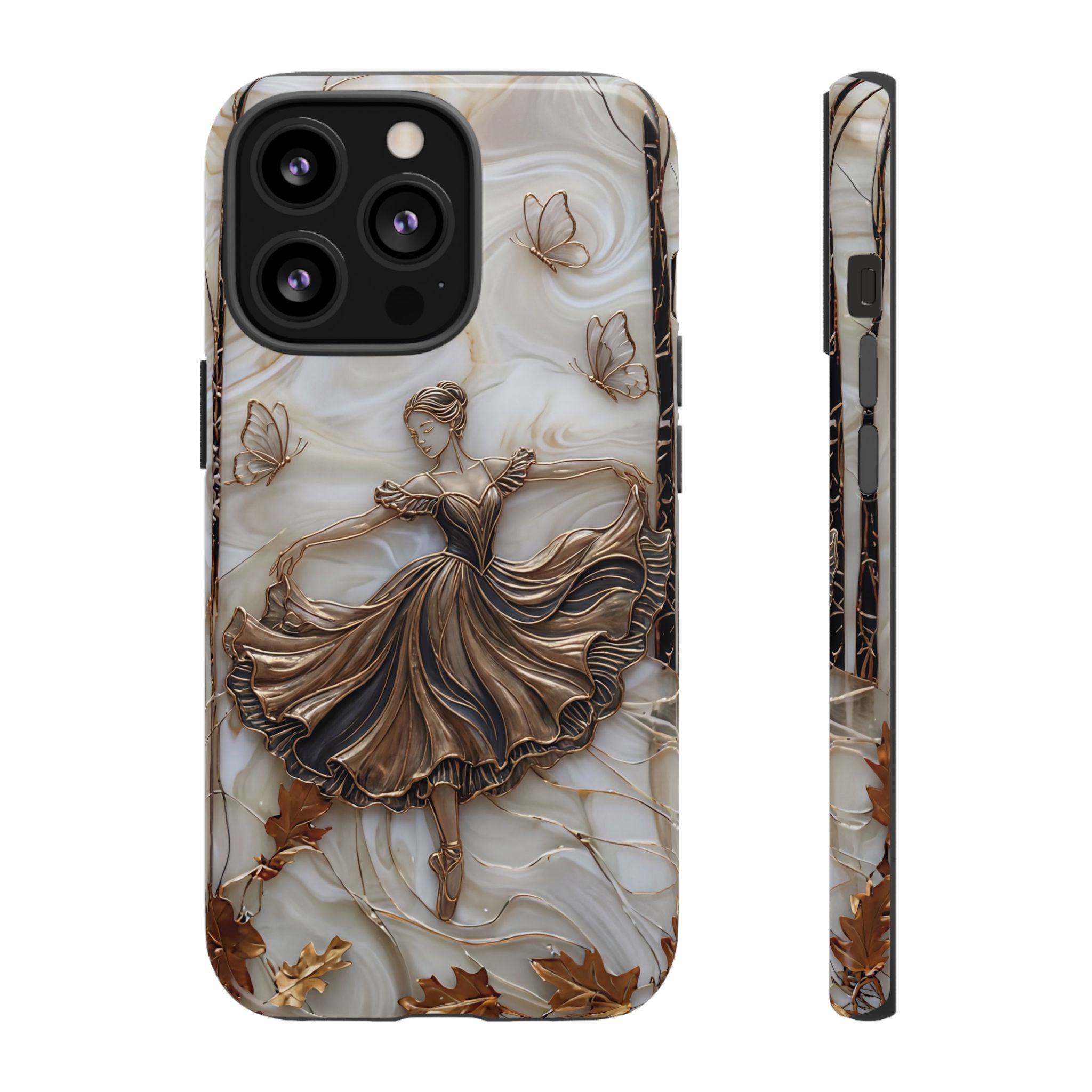 Elegant Bronze Ballerina Dance Design iPhone Case