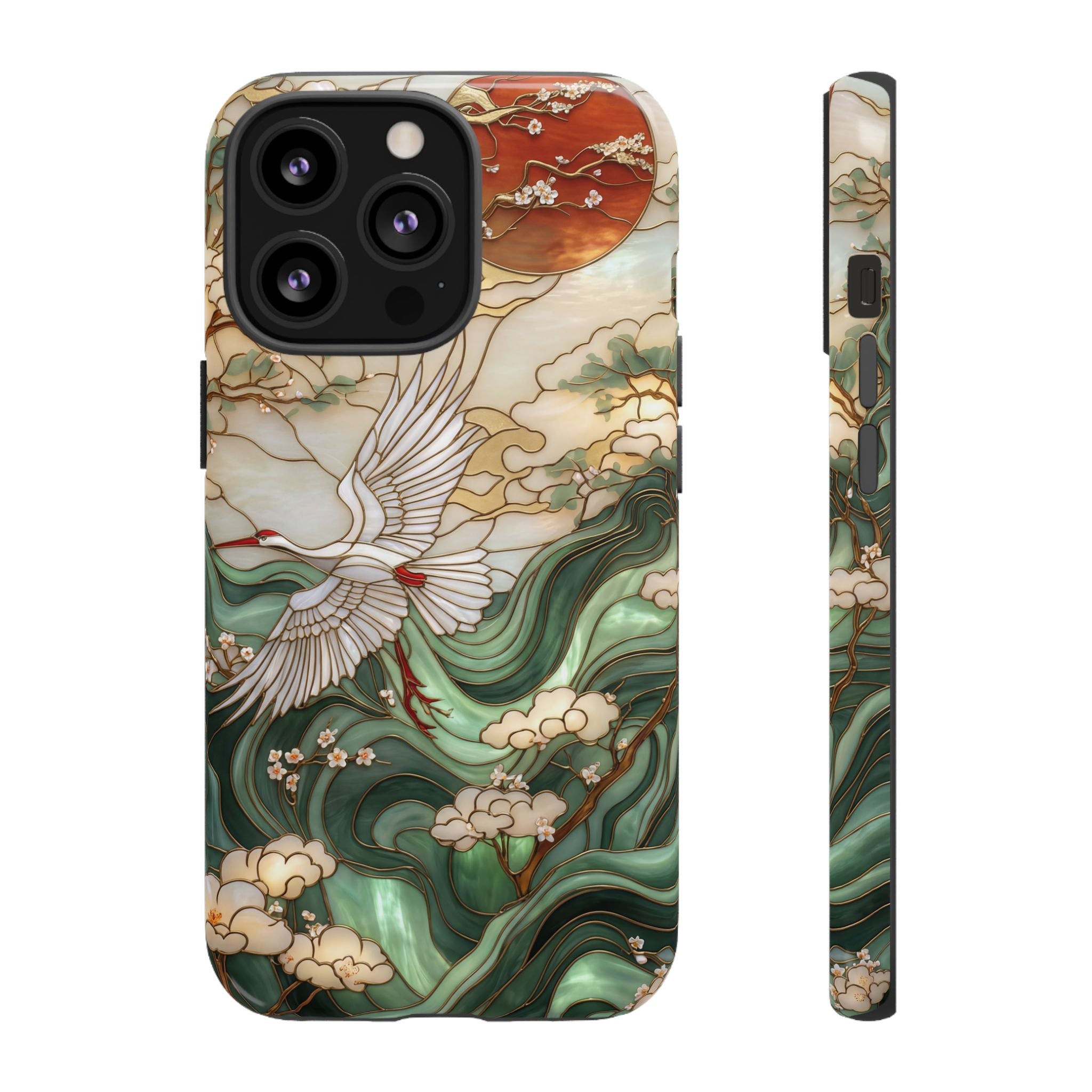 Cranes & Waves Protective iPhone Case | Japanese-Inspired Art Phone Cover