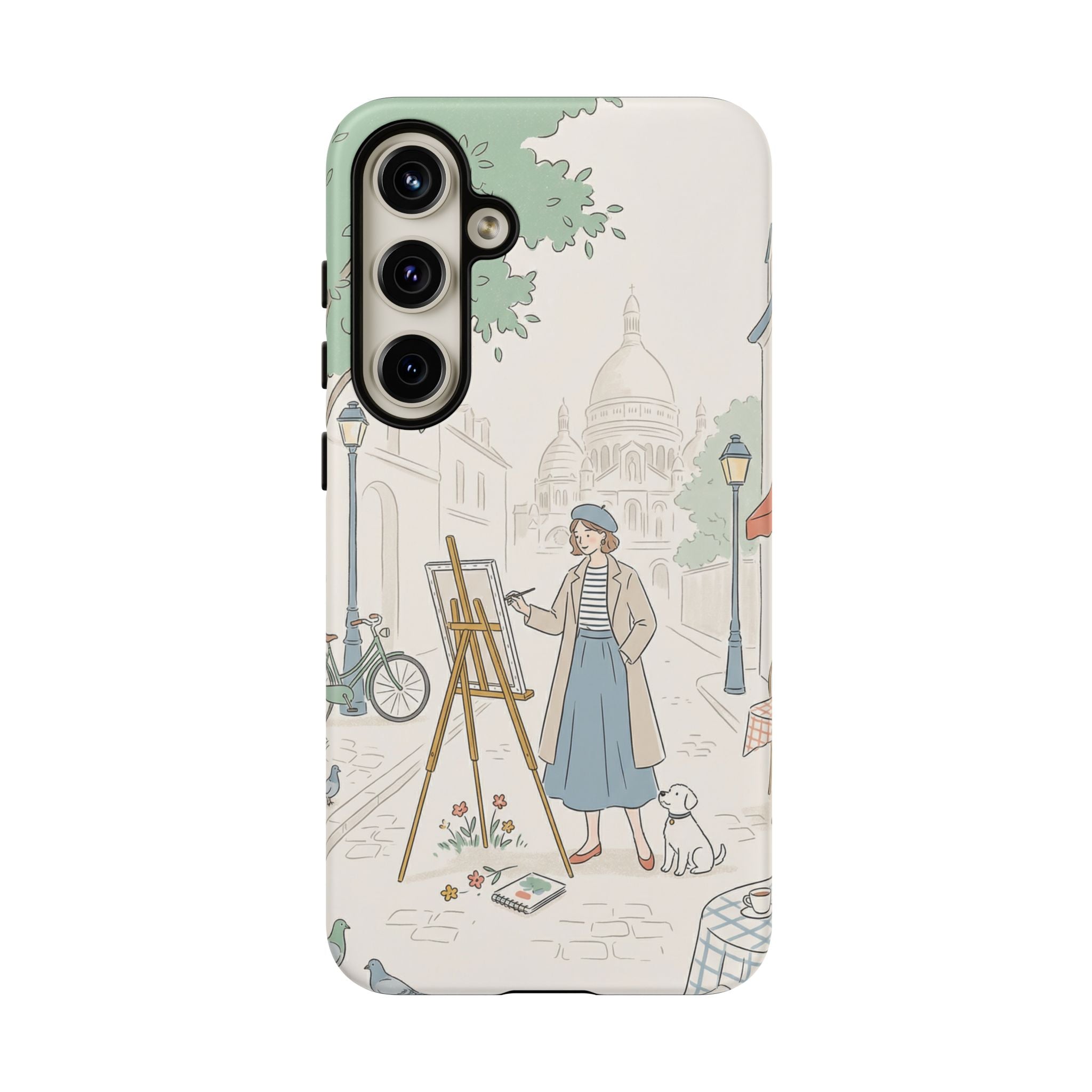 Artist in Paris Samsung Galaxy Phone Case | Vintage Painter Street Scene Protective Cover