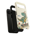 Cute Skateboarding Dinosaur Tough Google Pixel Phone Case | Vintage Kid Aesthetic T Rex Cover