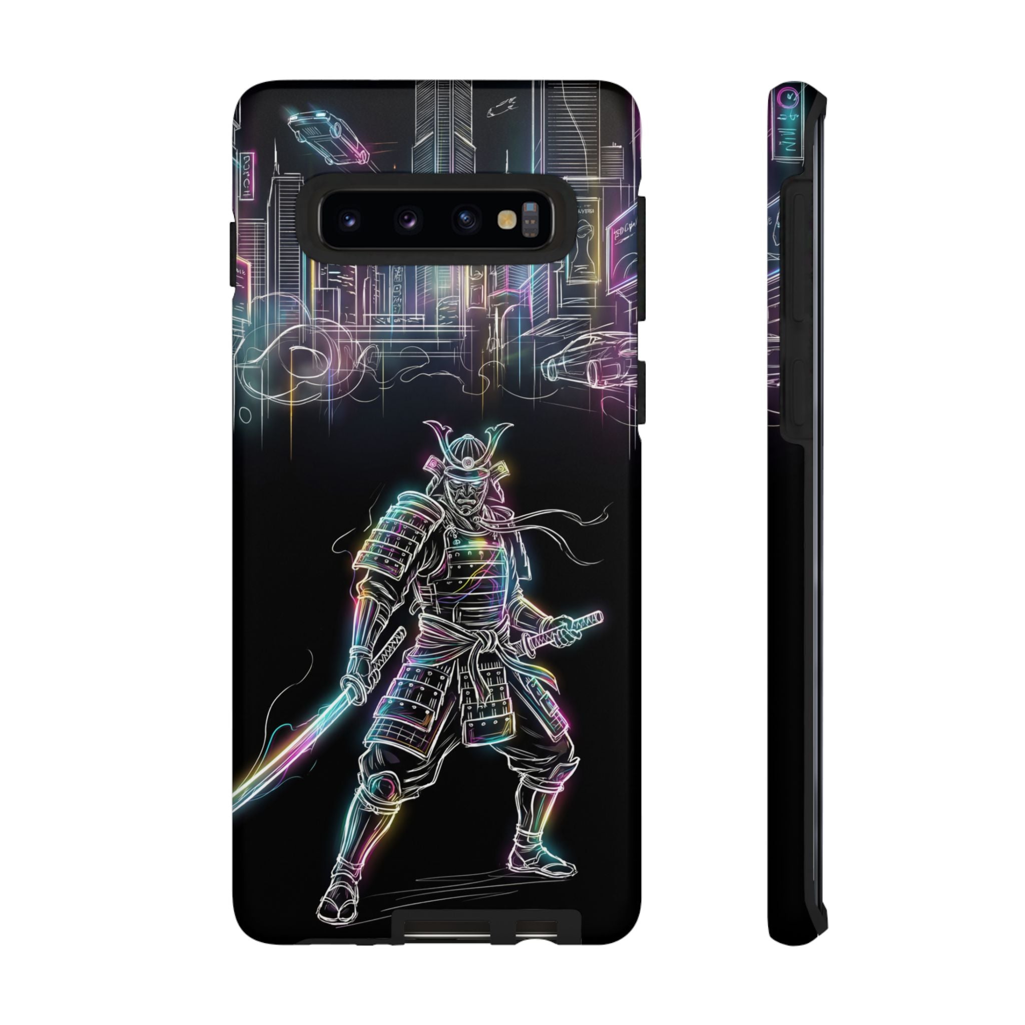 Neon Samurai Samsung Galaxy Phone Case | Cyberpunk City Armor
