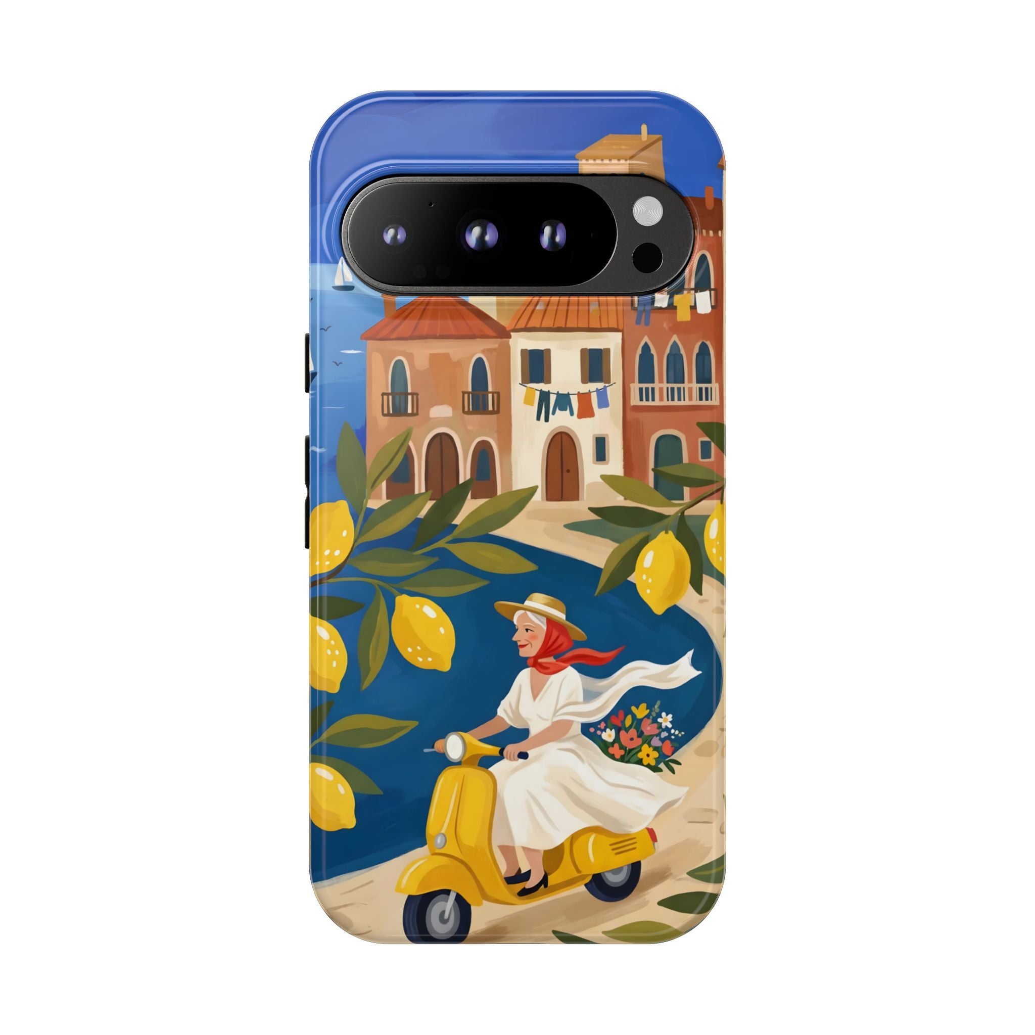 Lemon Coast Scooter Google Pixel Phone Case | Mediterranean Vespa Travel Design