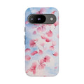 Floral Petal Tough Google Pixel Case | Pink Falling Blossoms