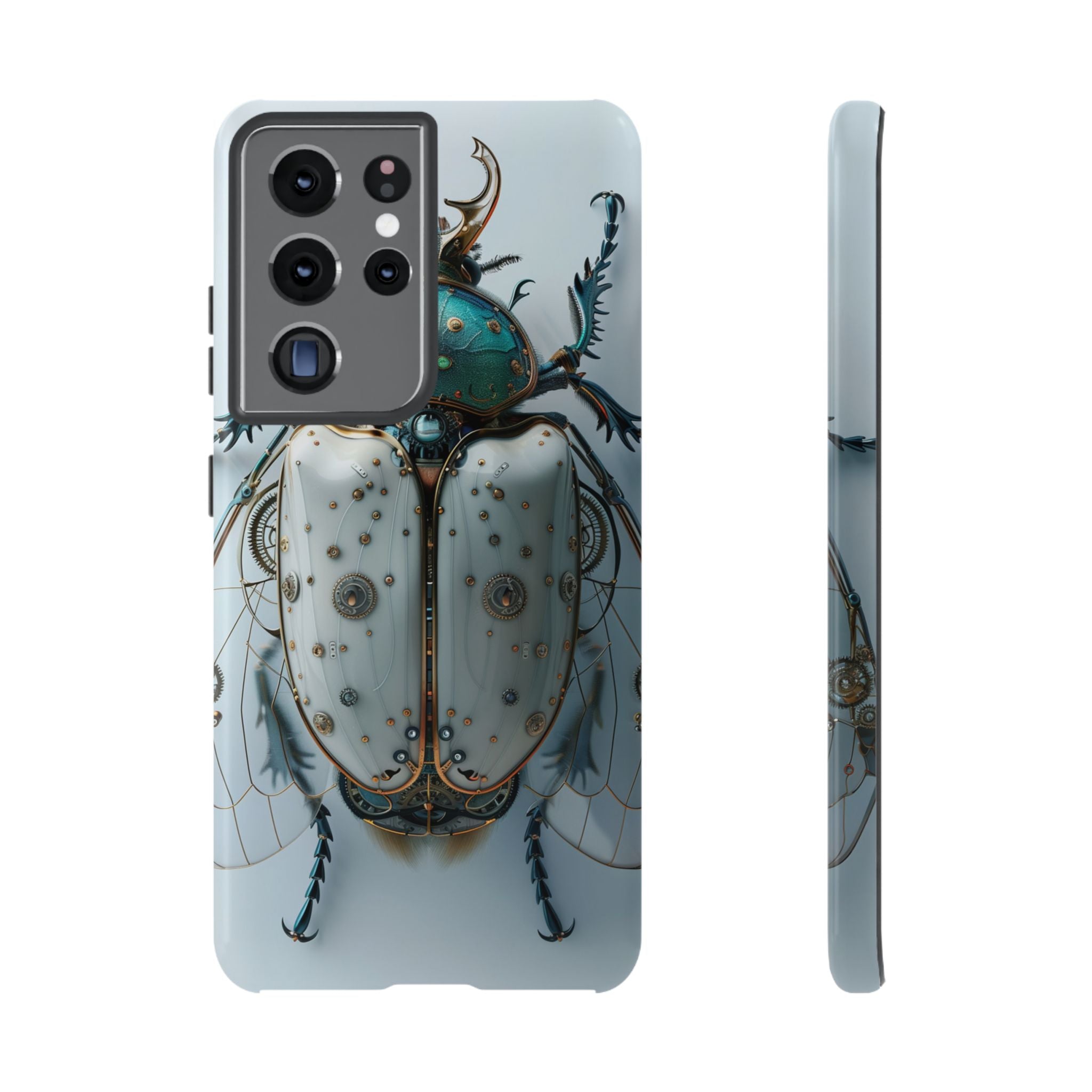 Steampunk White Beetle Protective Tough Samsung Galaxy Case