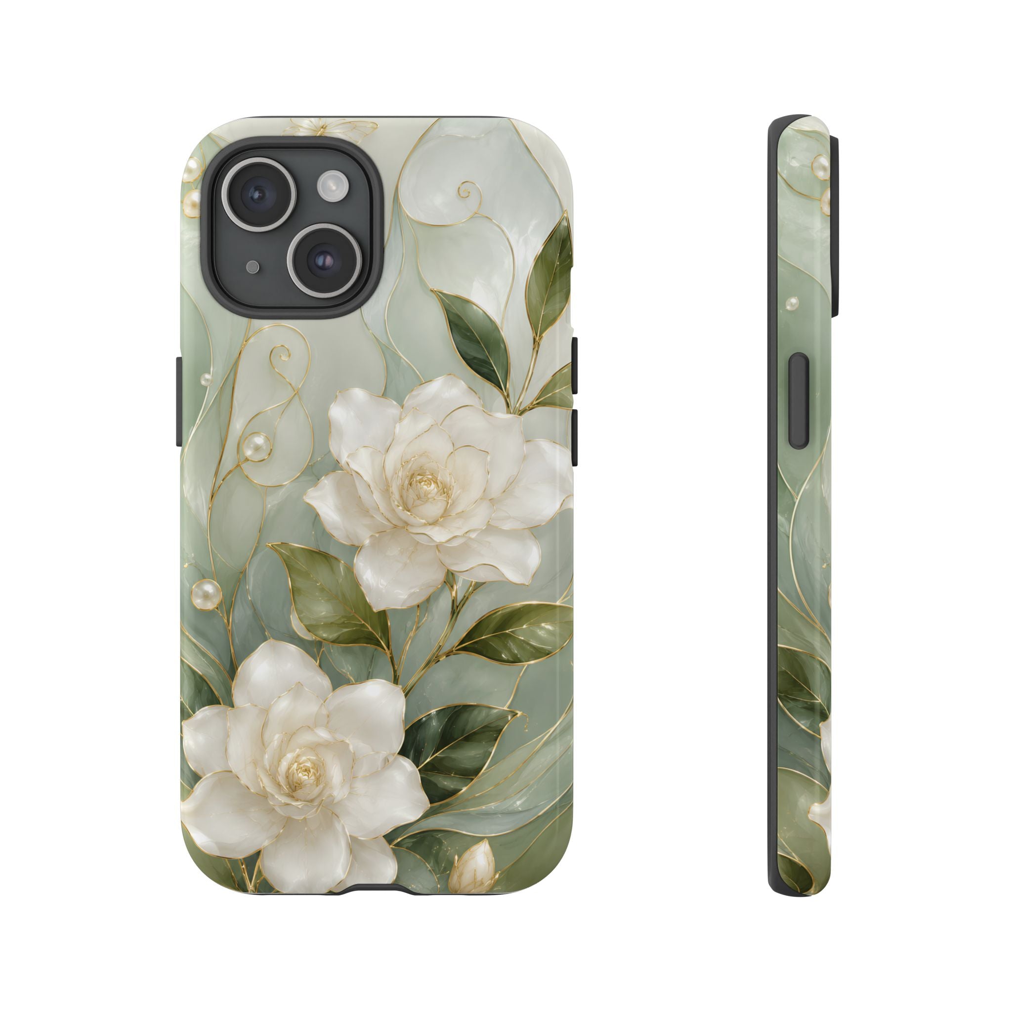 White Floral iPhone Case | Sage Green Botanical iPhone Case