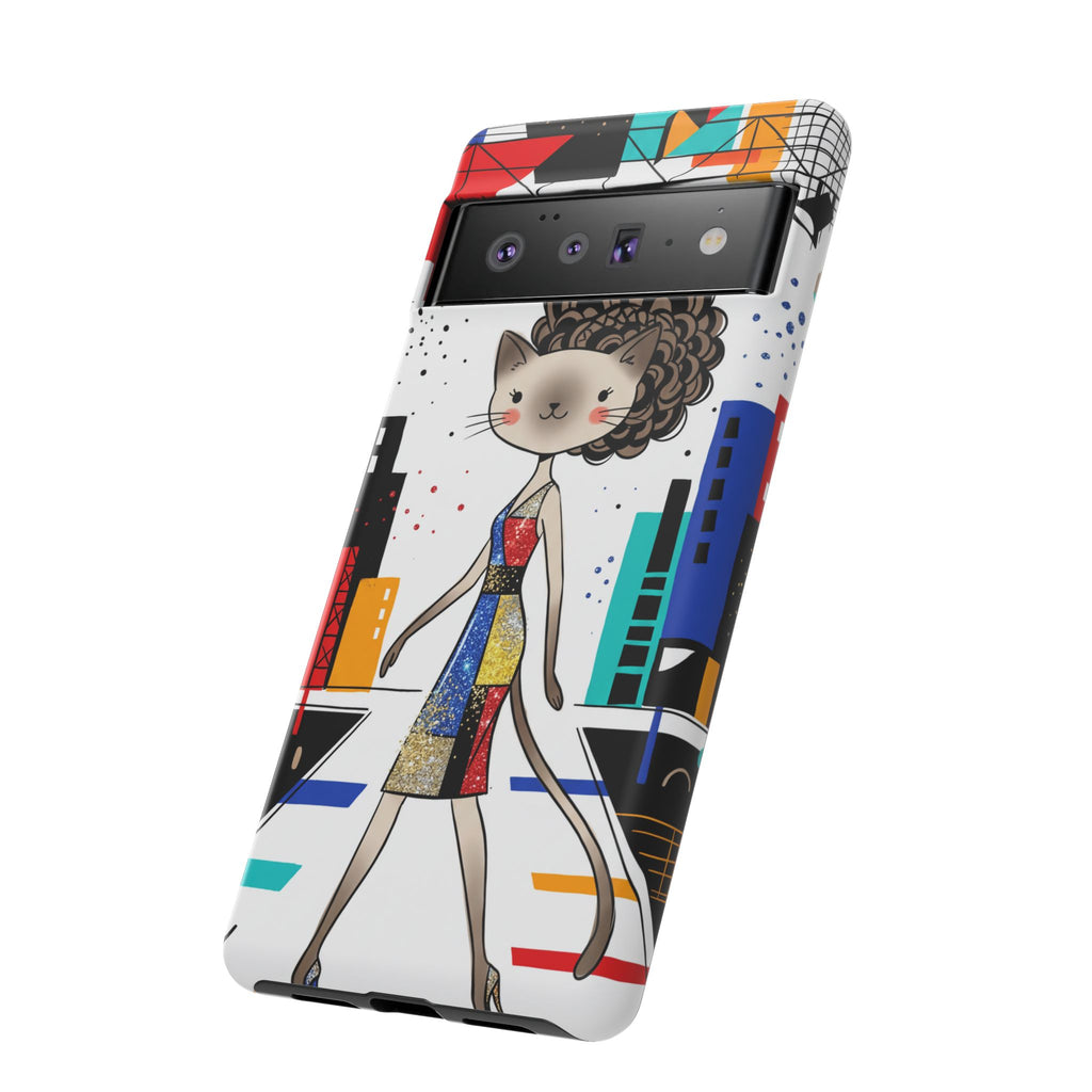 Cover per Google Pixel Catwalk City | Gatto carino alla moda